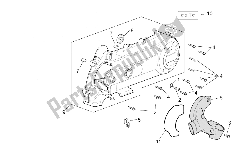 All parts for the Variator Cover of the Aprilia Scarabeo 100 4T E3 2006