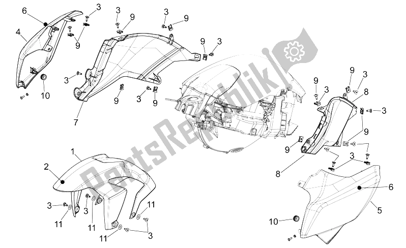 All parts for the Front Body - Front Mudguard of the Aprilia NA 850 Mana 2007