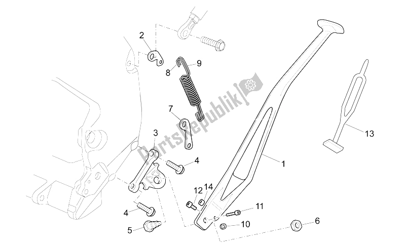 All parts for the Central Stand of the Aprilia RXV 450 550 Street Legal 2009