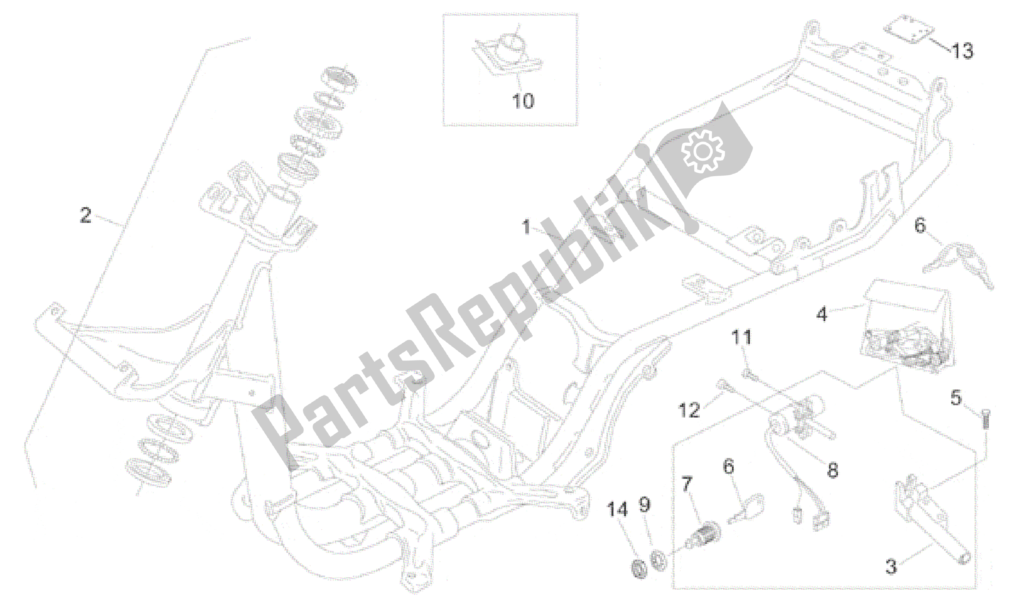 All parts for the Frame of the Aprilia Amico 50 1996 - 1998