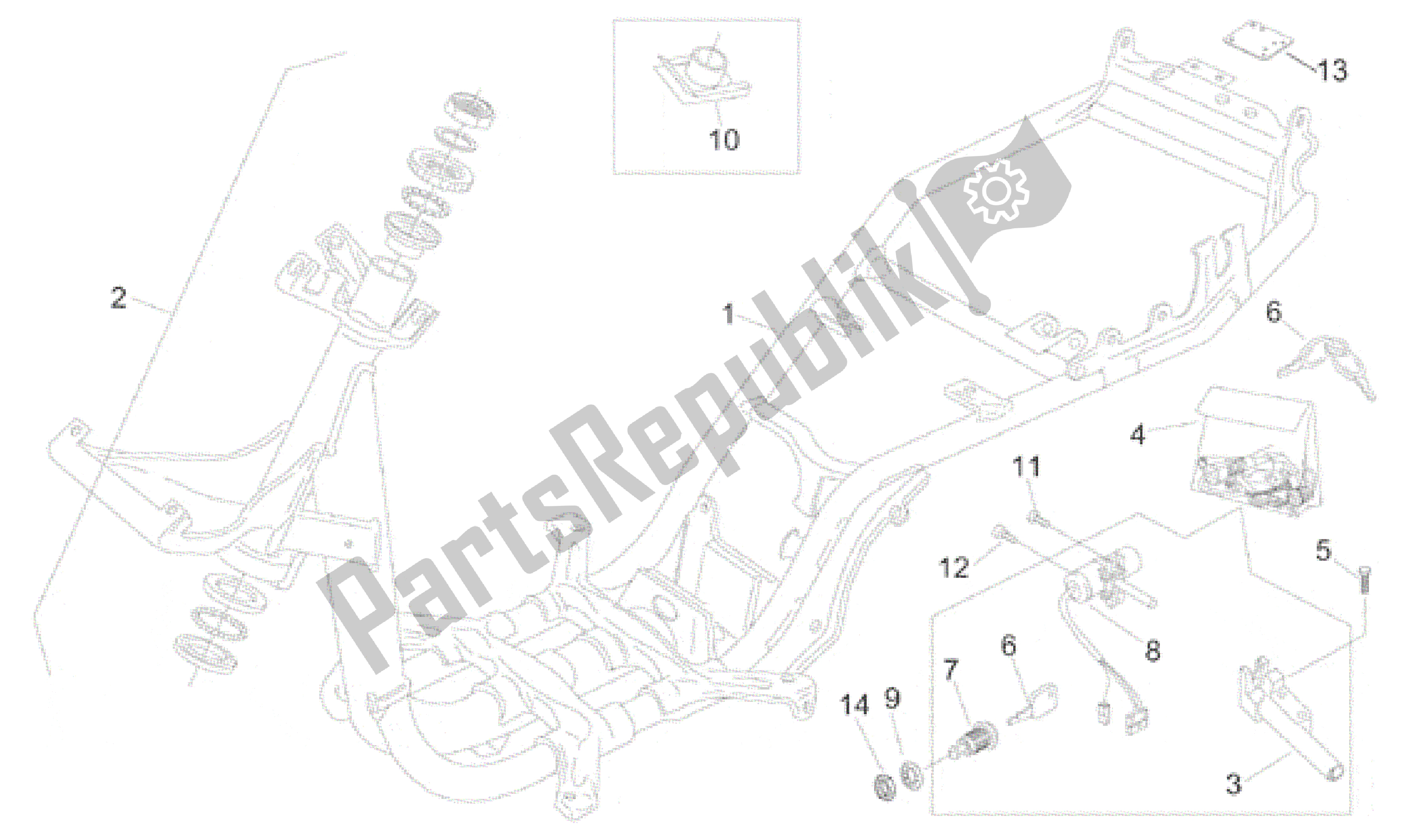 Toutes les pièces pour le Cadre du Aprilia Amico 50 1996 - 1998