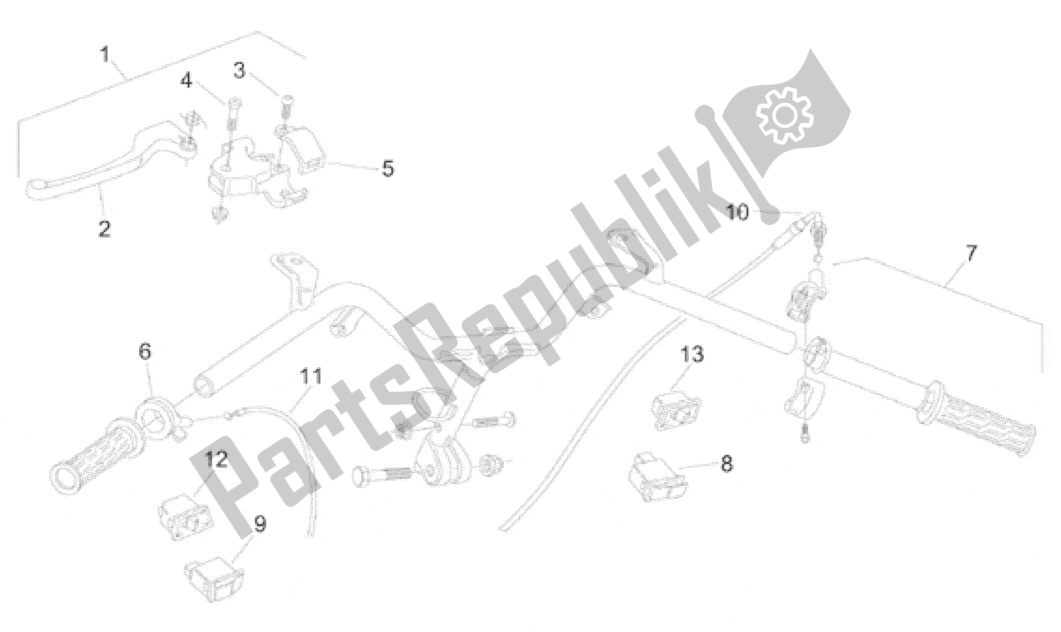 All parts for the Controls Assembly I of the Aprilia Amico 50 1996 - 1998