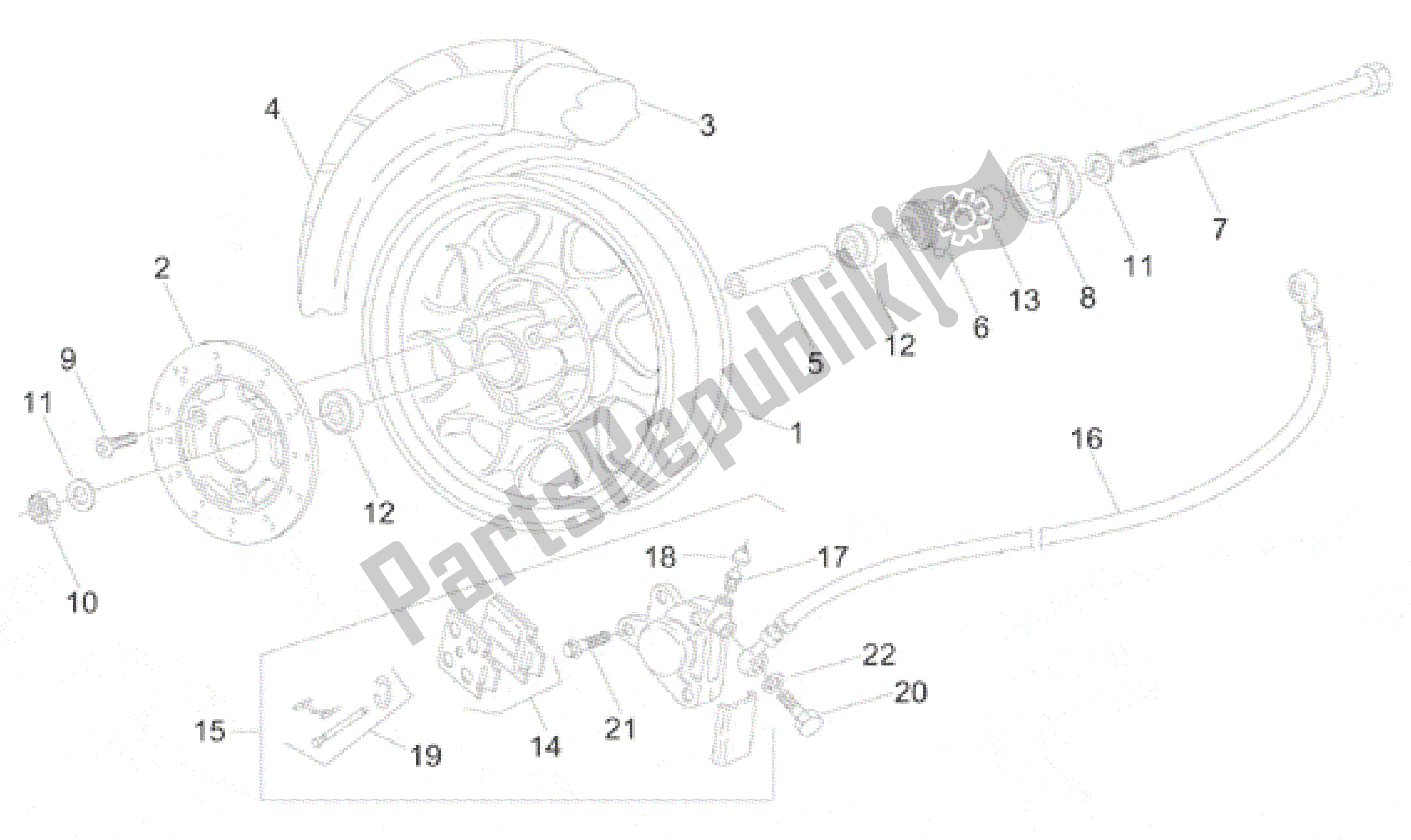 All parts for the Front Wheel - Disc Brake of the Aprilia Amico 50 1996 - 1998