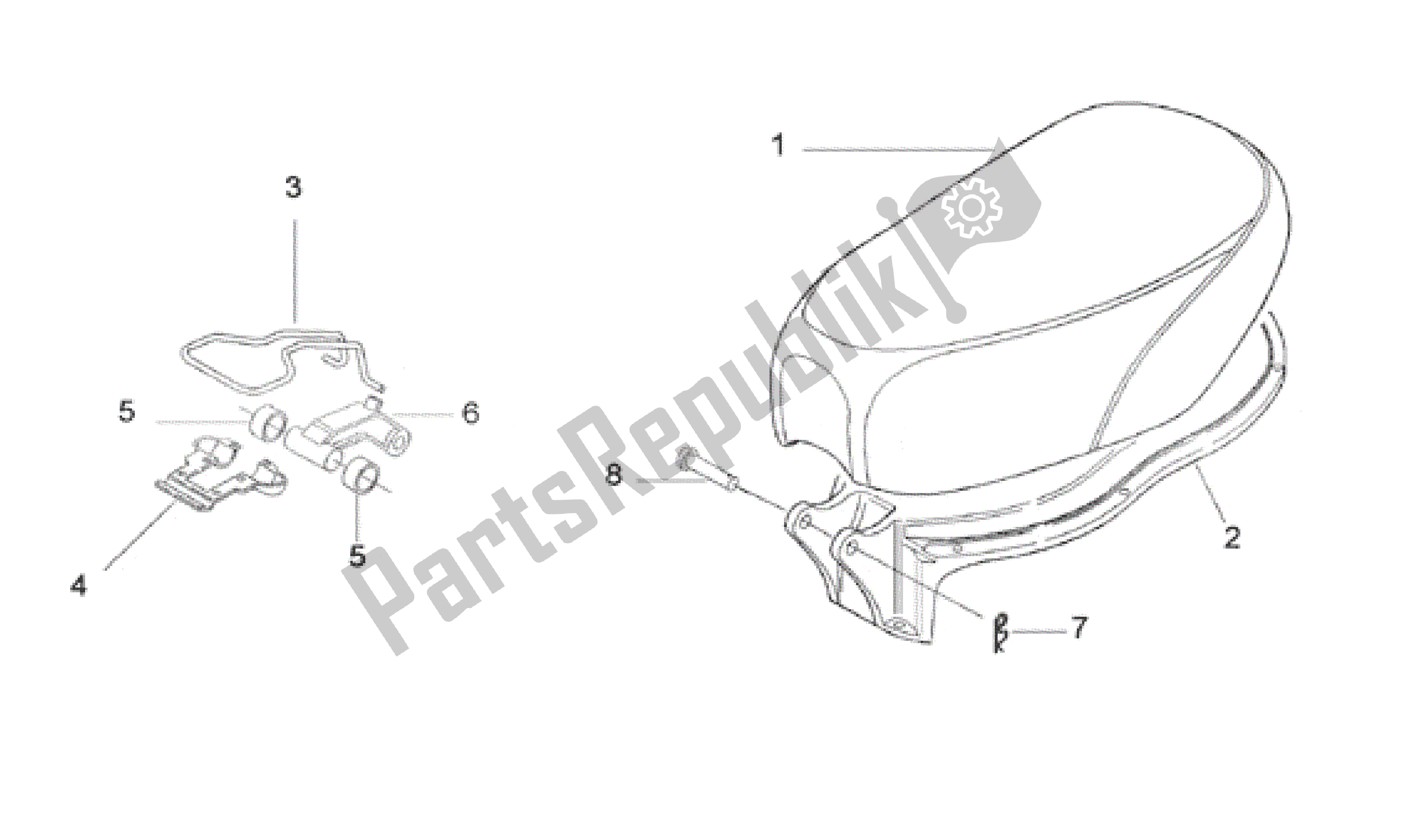 All parts for the Saddle of the Aprilia Scarabeo 50 1993 - 1997