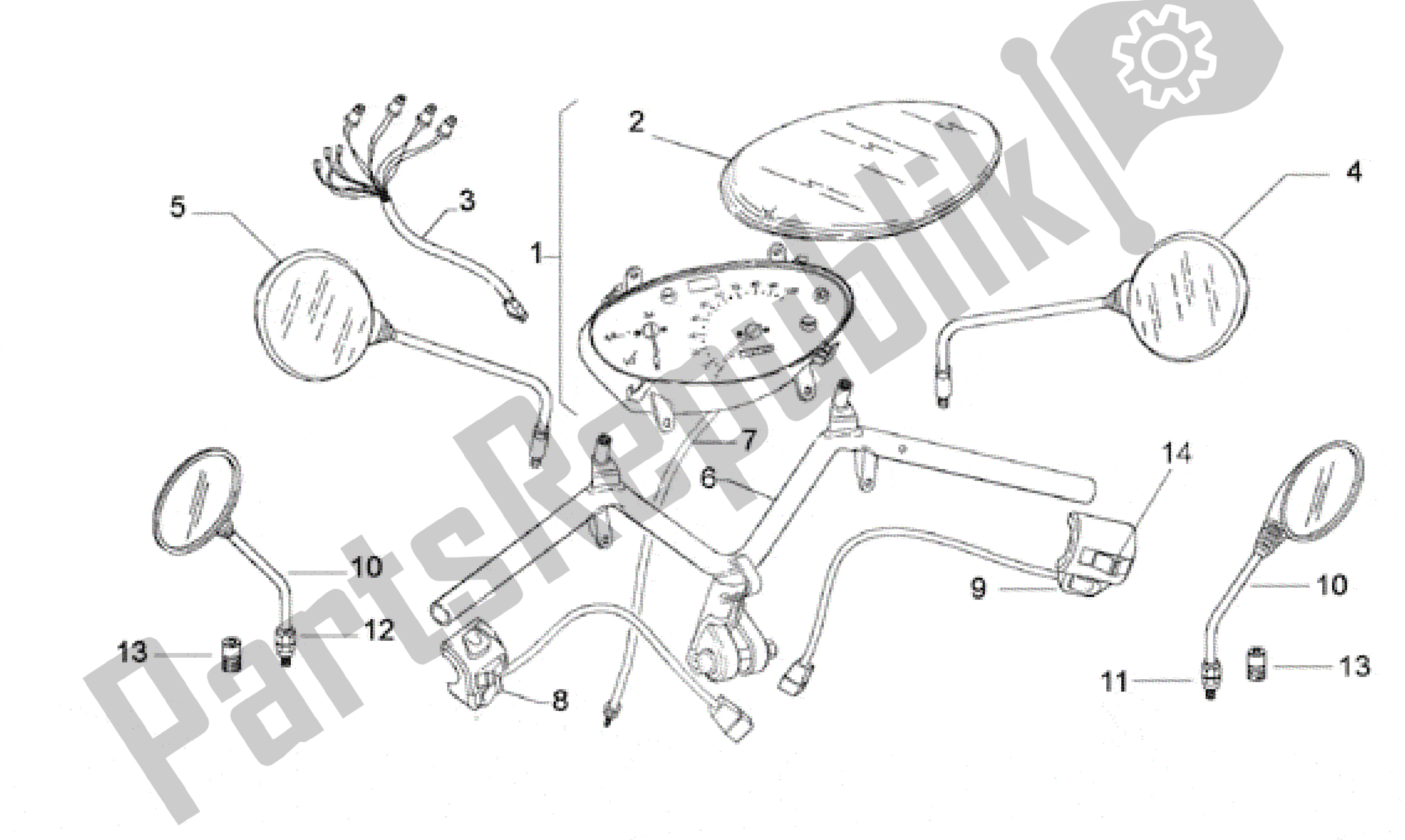 Tutte le parti per il Manubrio del Aprilia Scarabeo 50 1993 - 1997