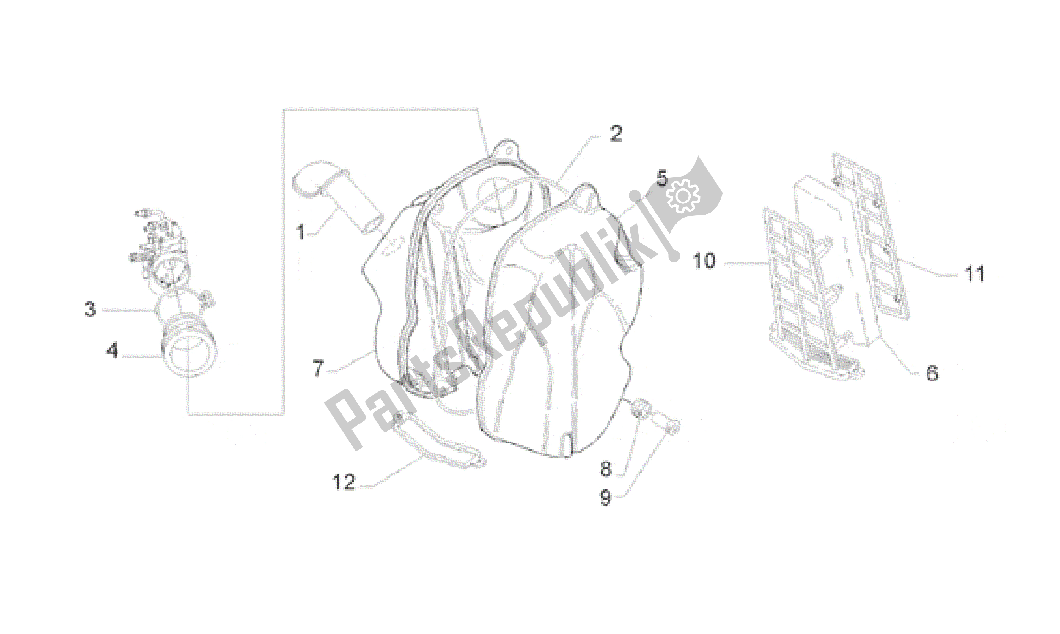 All parts for the Air Box of the Aprilia Scarabeo 50 1993 - 1997