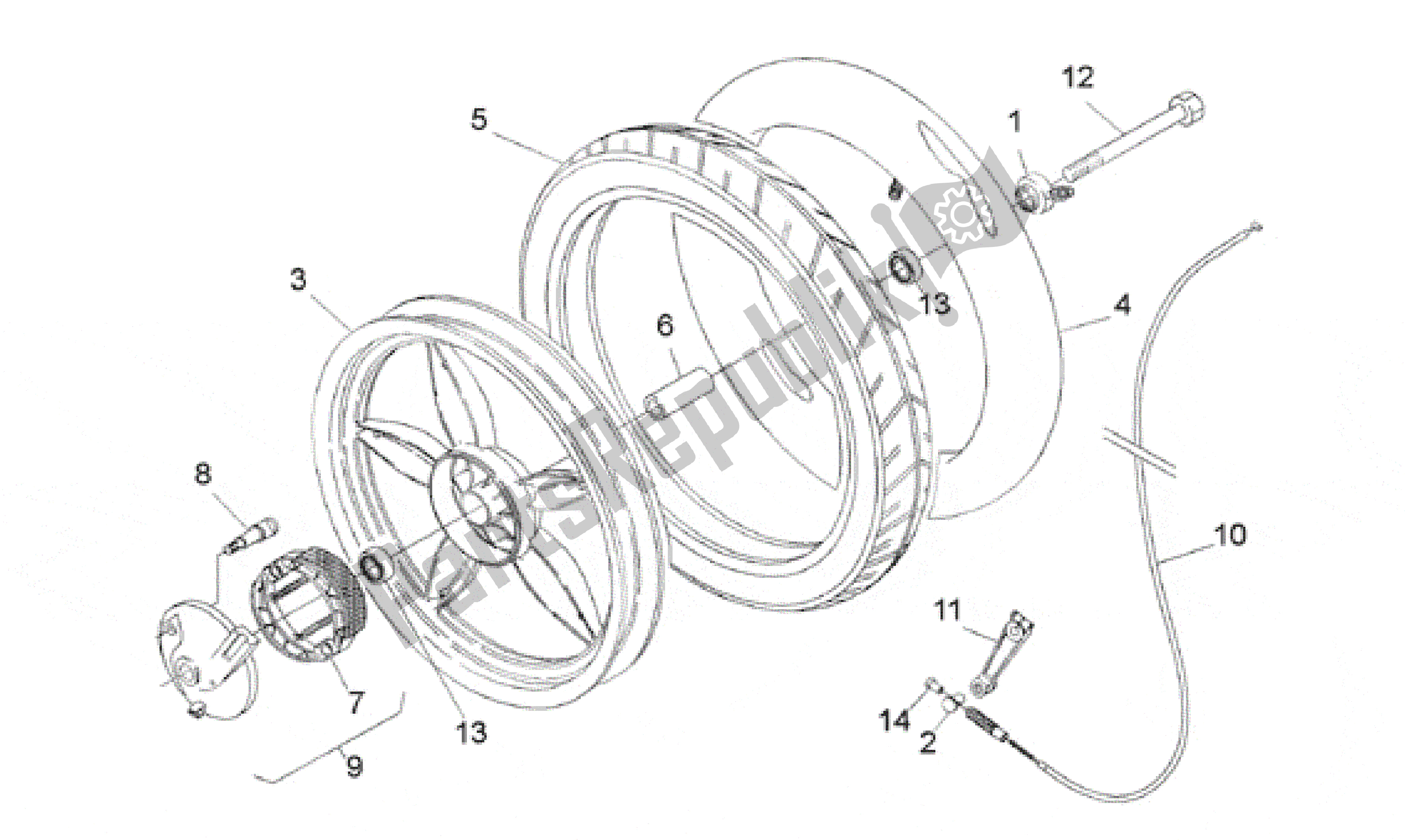 Toutes les pièces pour le Roue Avant - Frein à Tambour du Aprilia Scarabeo 50 1993 - 1997