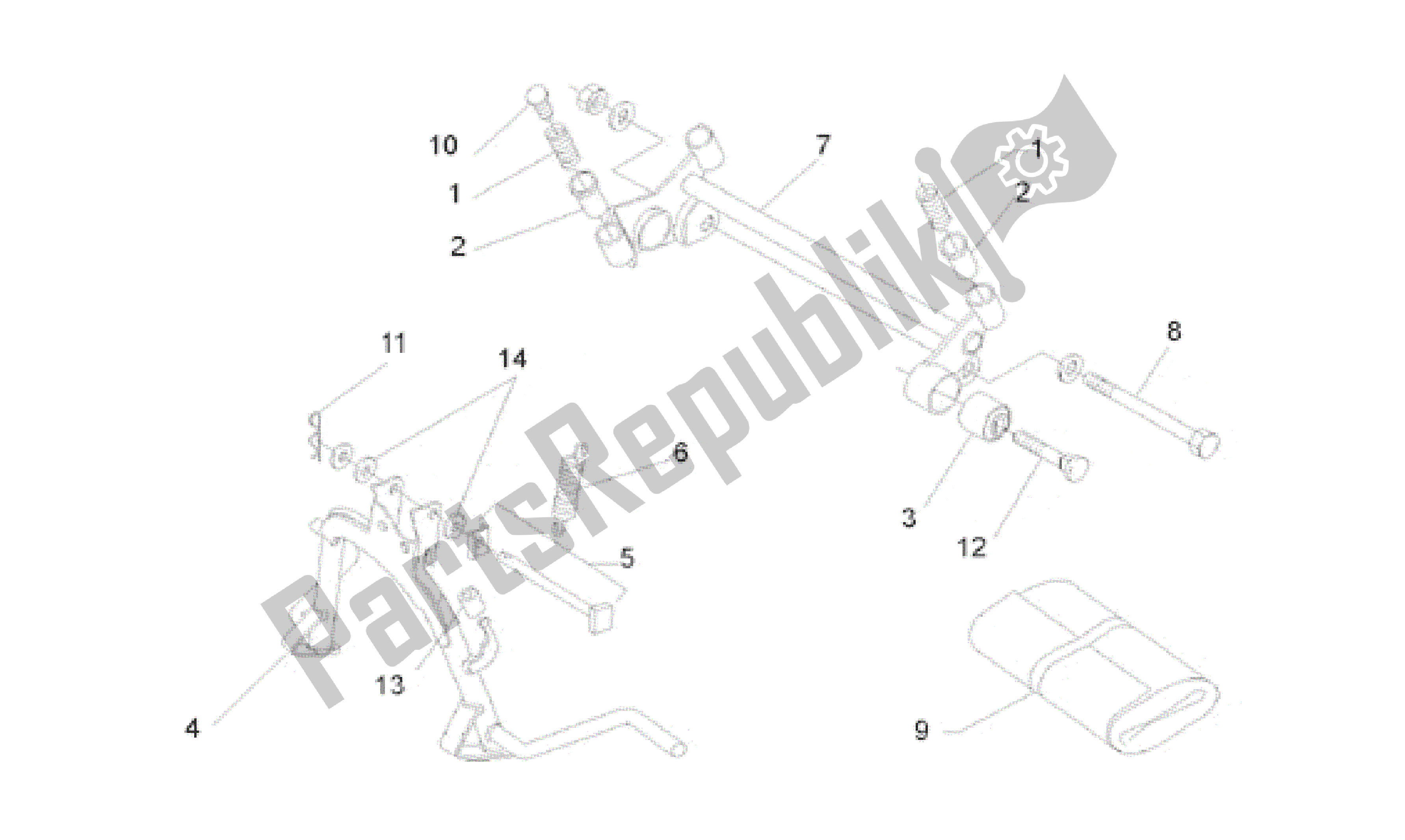 Todas as partes de Suporte Central do Aprilia Scarabeo 50 1993 - 1997