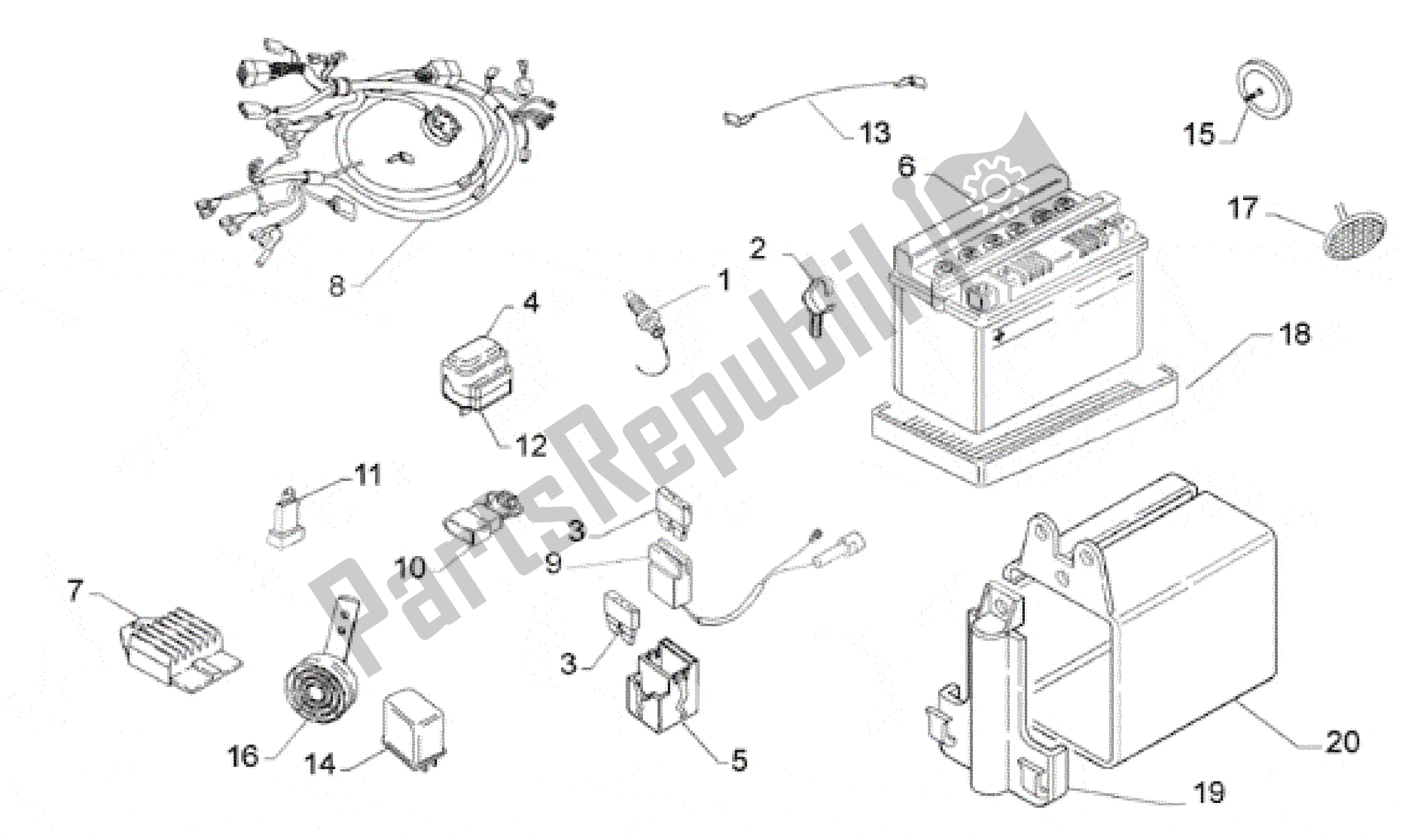 Todas las partes para Sistema Eléctrico de Aprilia Scarabeo 50 1993 - 1997