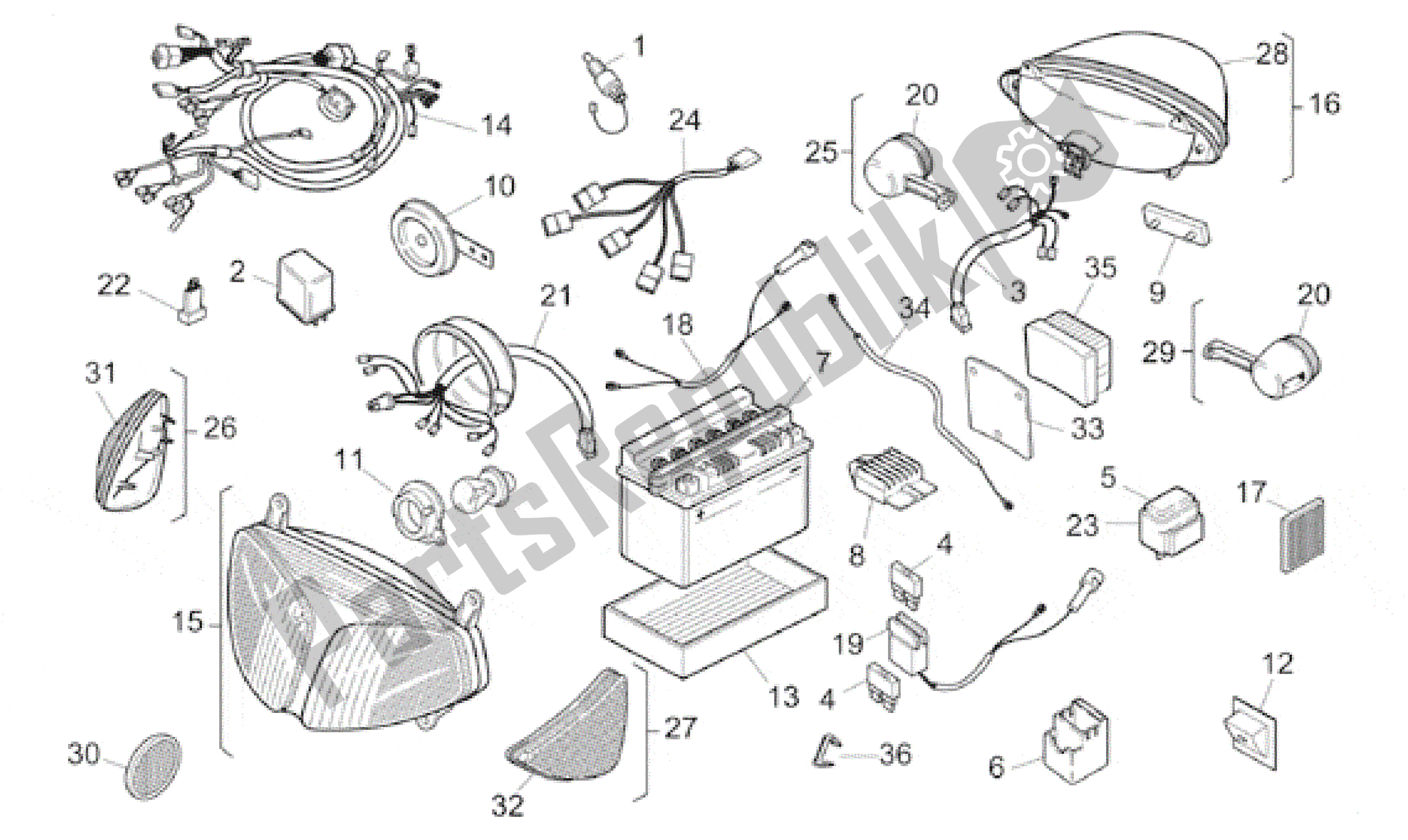 Toutes les pièces pour le Système électrique du Aprilia Rally 50 1995 - 2003