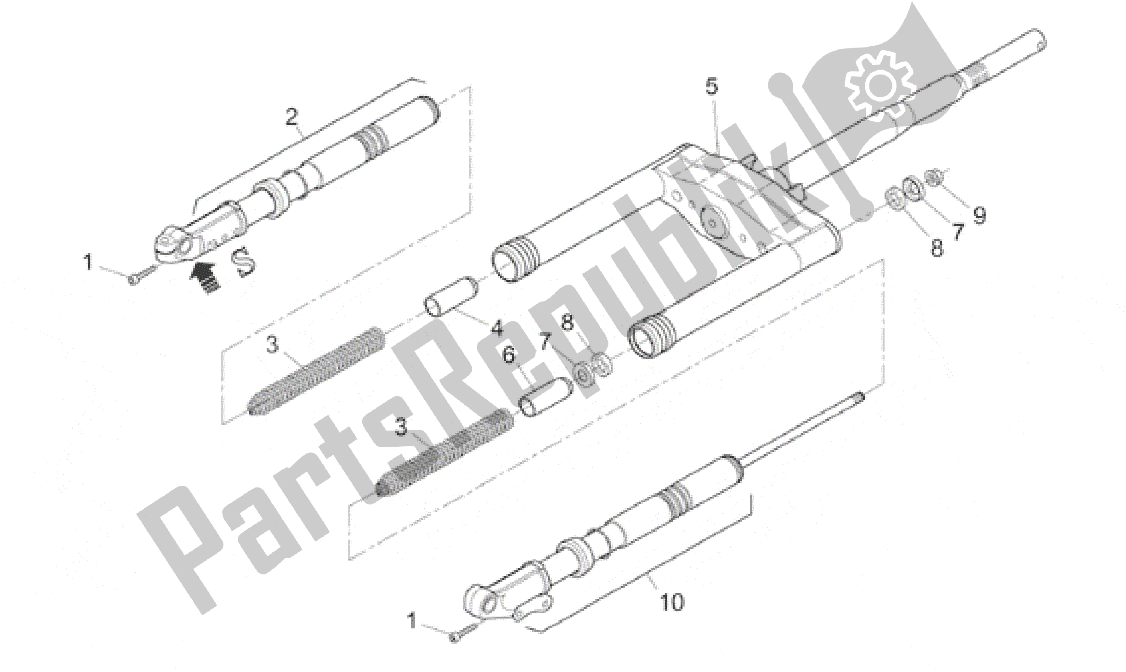 All parts for the Front Fork Ii of the Aprilia Rally 50 1995 - 2003