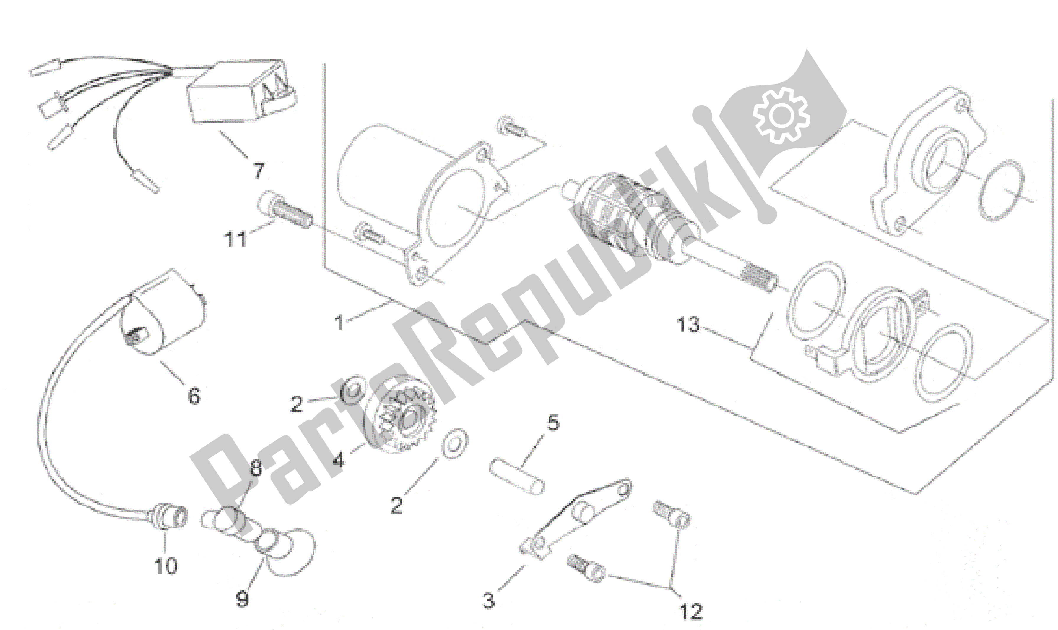 All parts for the Ignition Unit of the Aprilia Gulliver 50 1996 - 1998