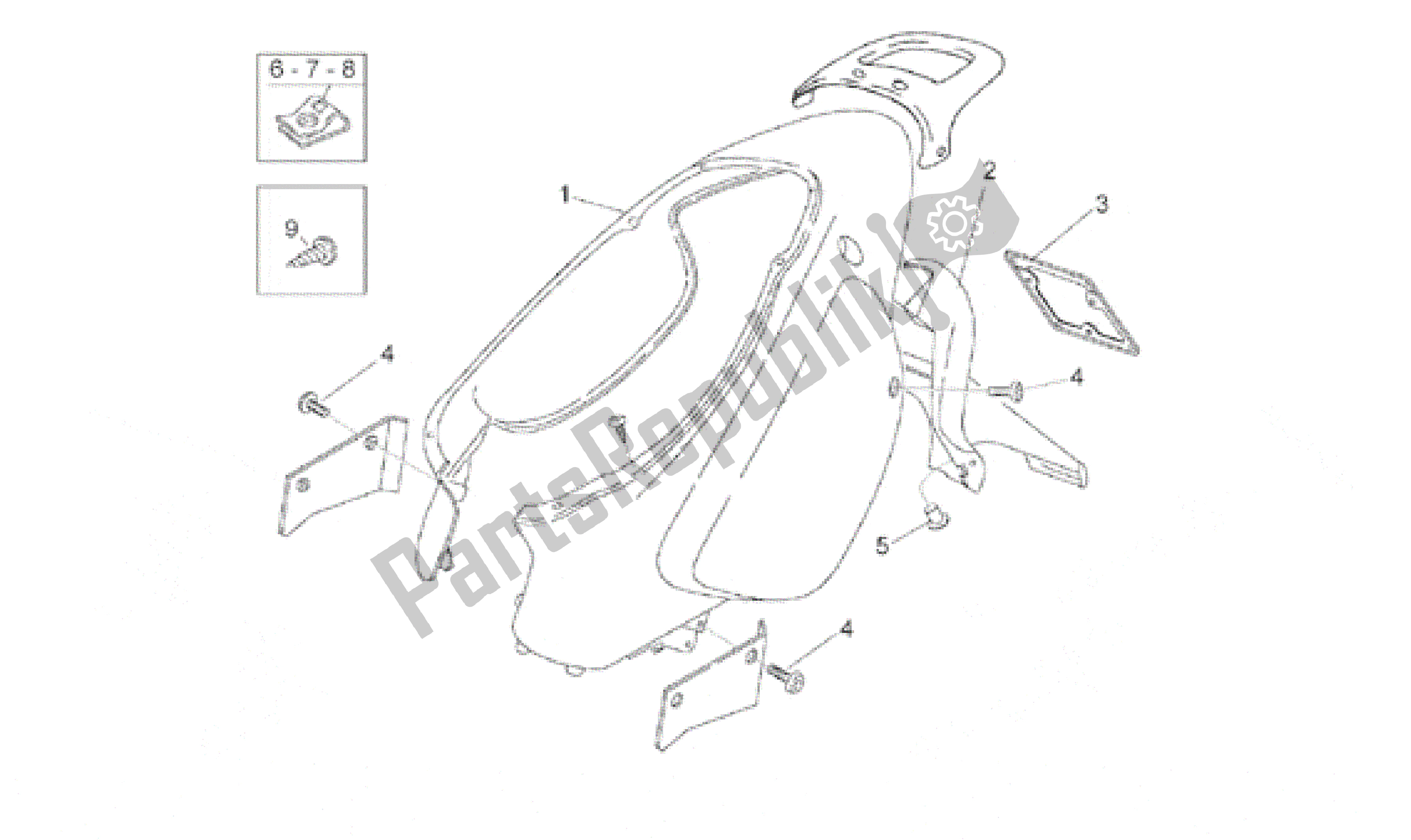 Toutes les pièces pour le Corps Arrière I du Aprilia Rally 50 1996 - 1999