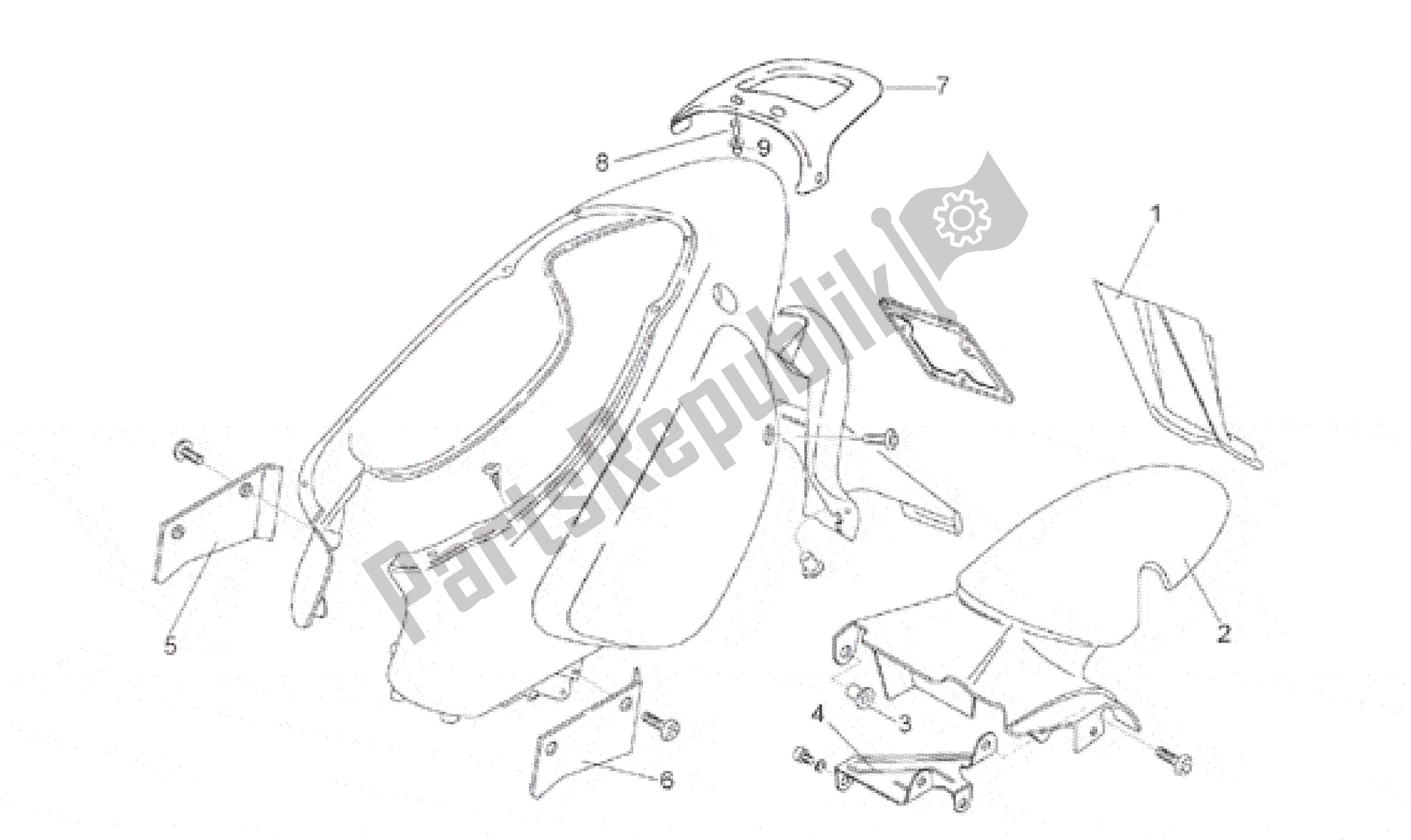 Tutte le parti per il Corpo Posteriore Ii del Aprilia Rally 50 1996 - 1999