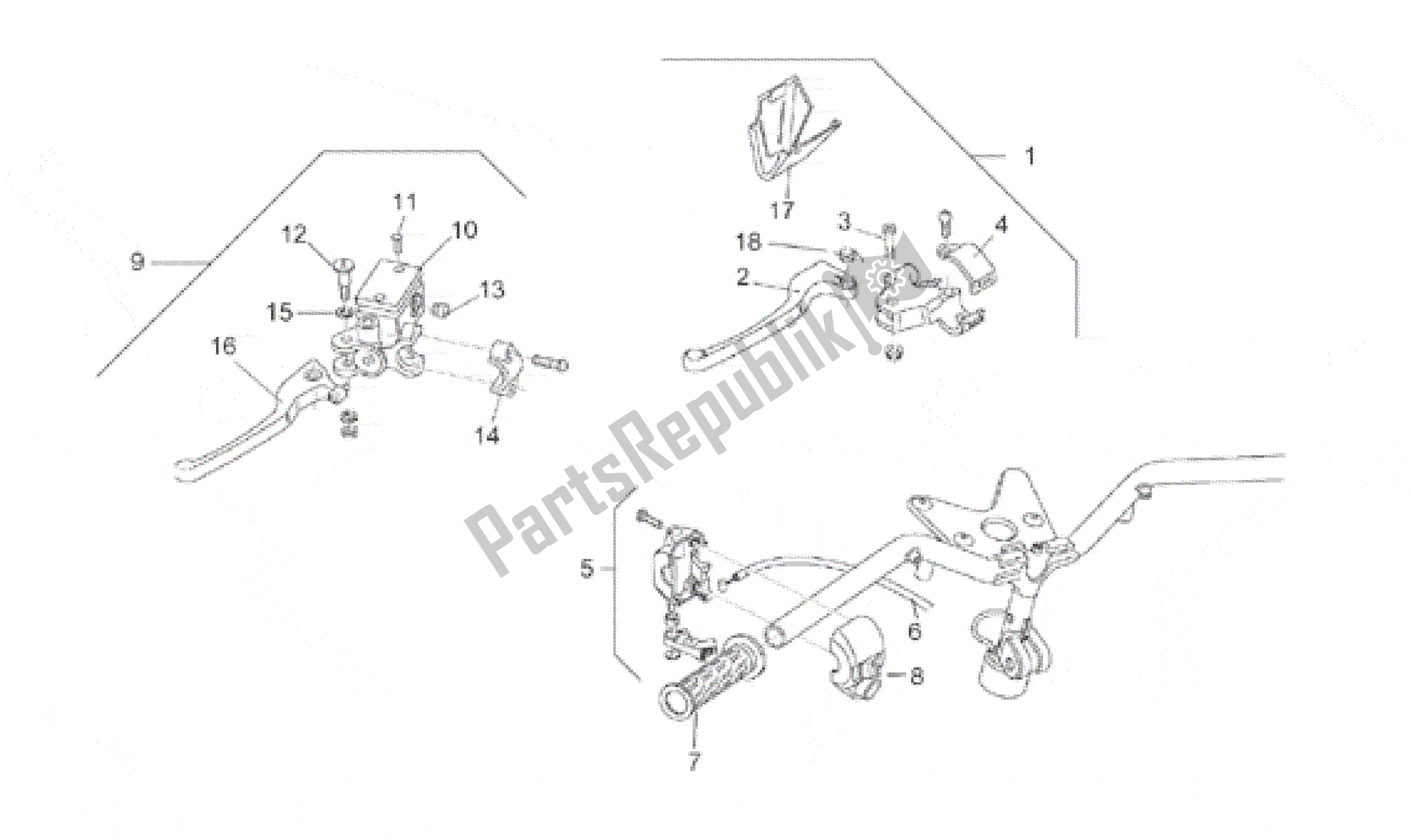 All parts for the Lh Controls of the Aprilia Rally 50 1996 - 1999