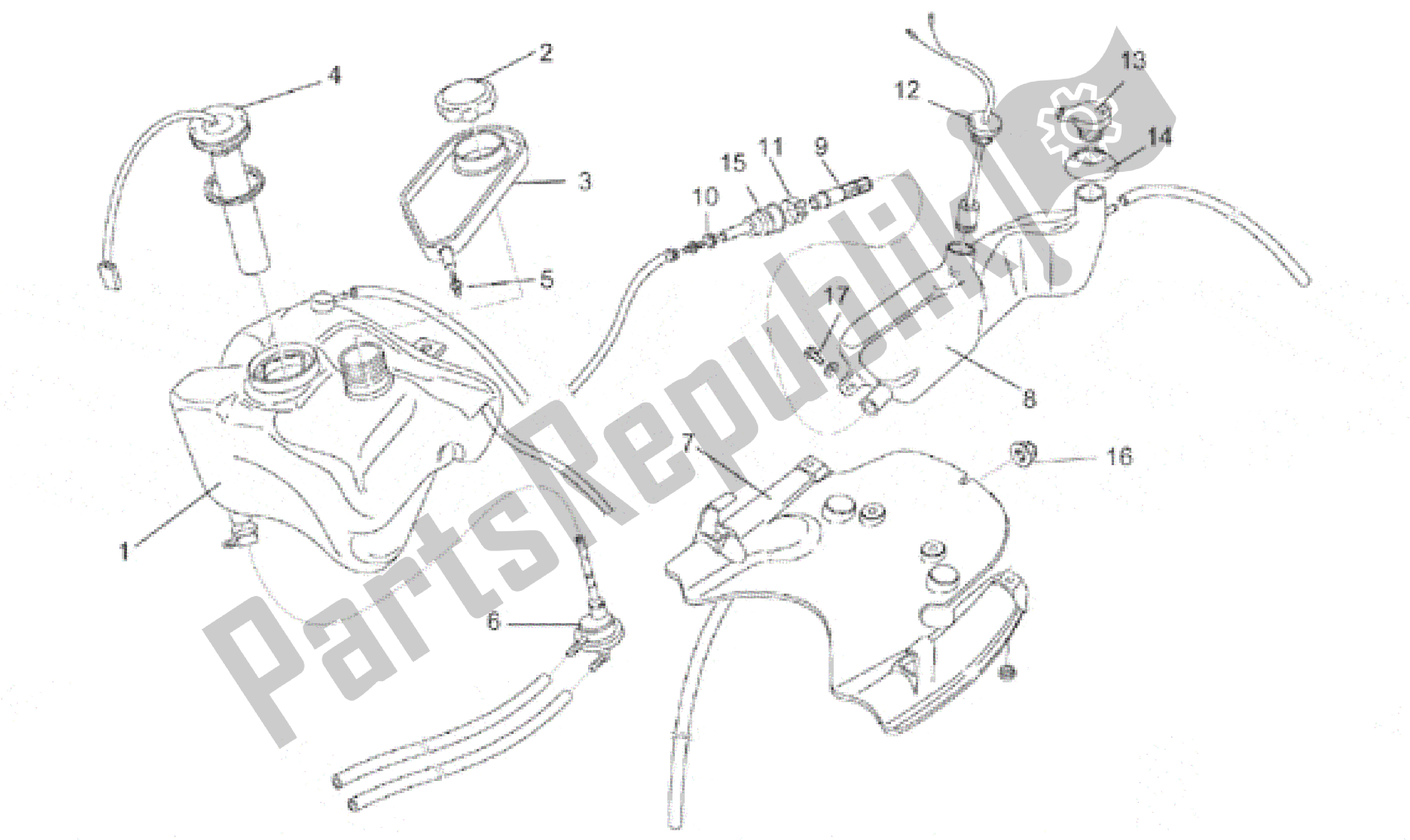 All parts for the Oil And Fuel Tank of the Aprilia Rally 50 1996 - 1999