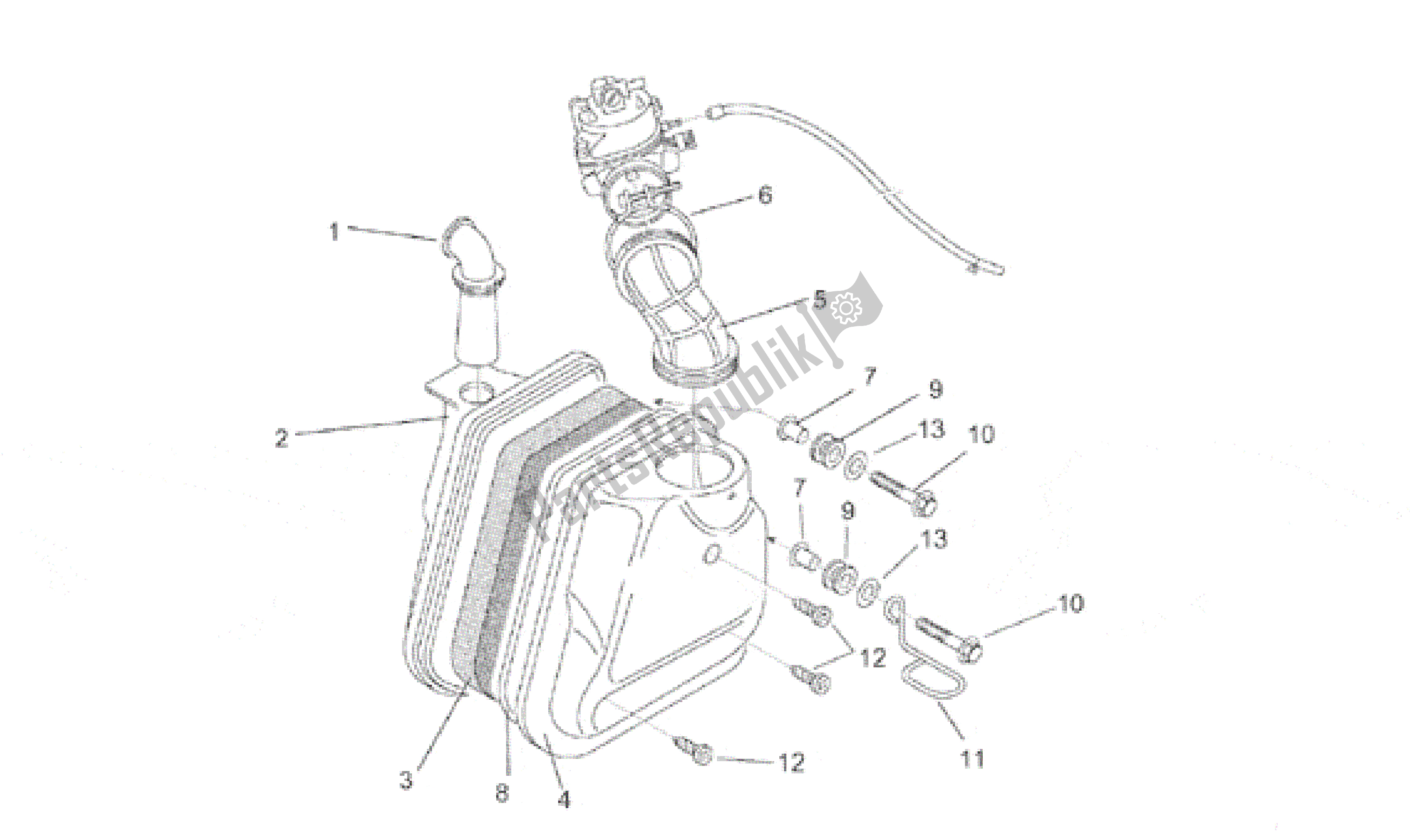 All parts for the Air Box of the Aprilia Rally 50 1996 - 1999