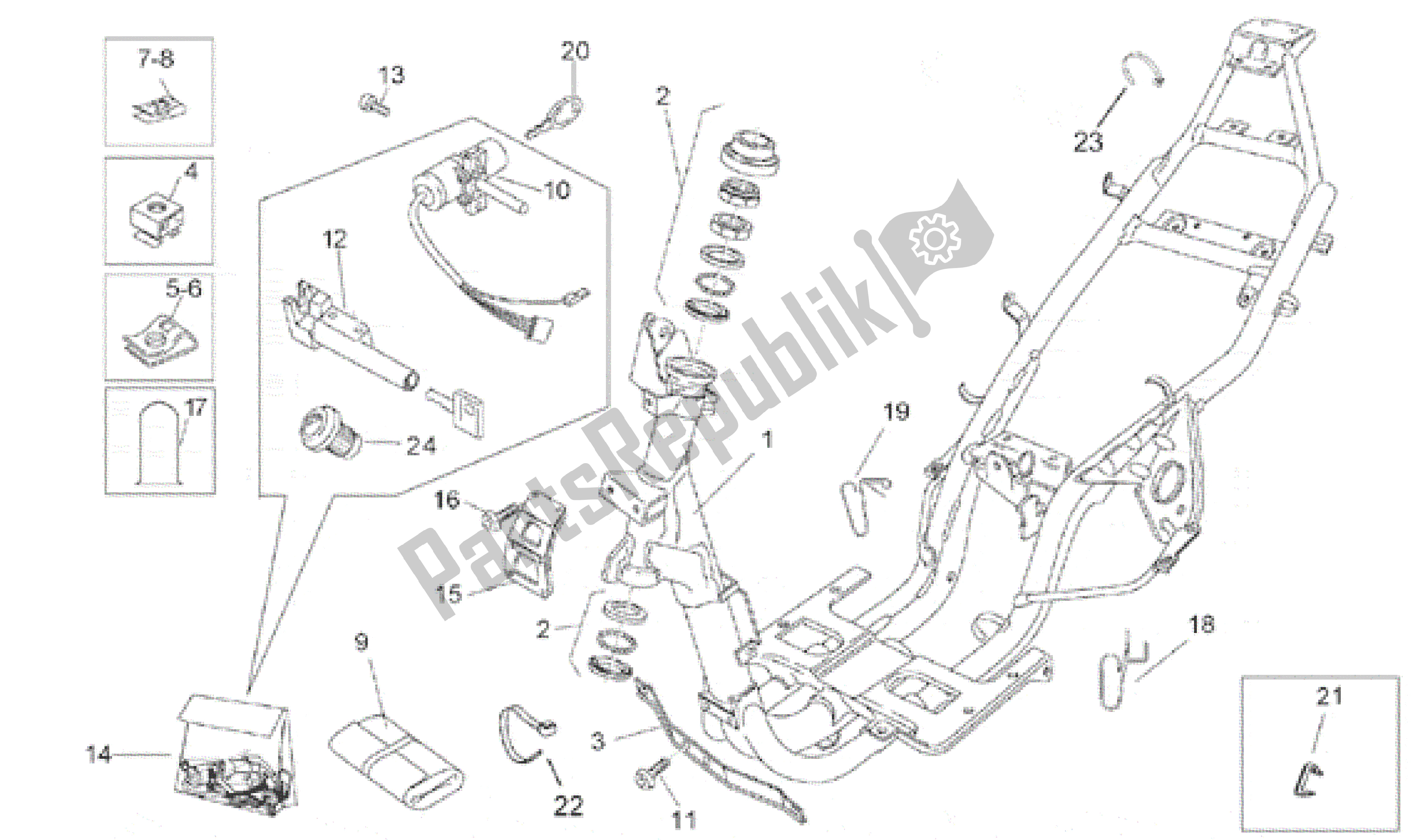 Toutes les pièces pour le Cadre du Aprilia Rally 50 1996 - 1999