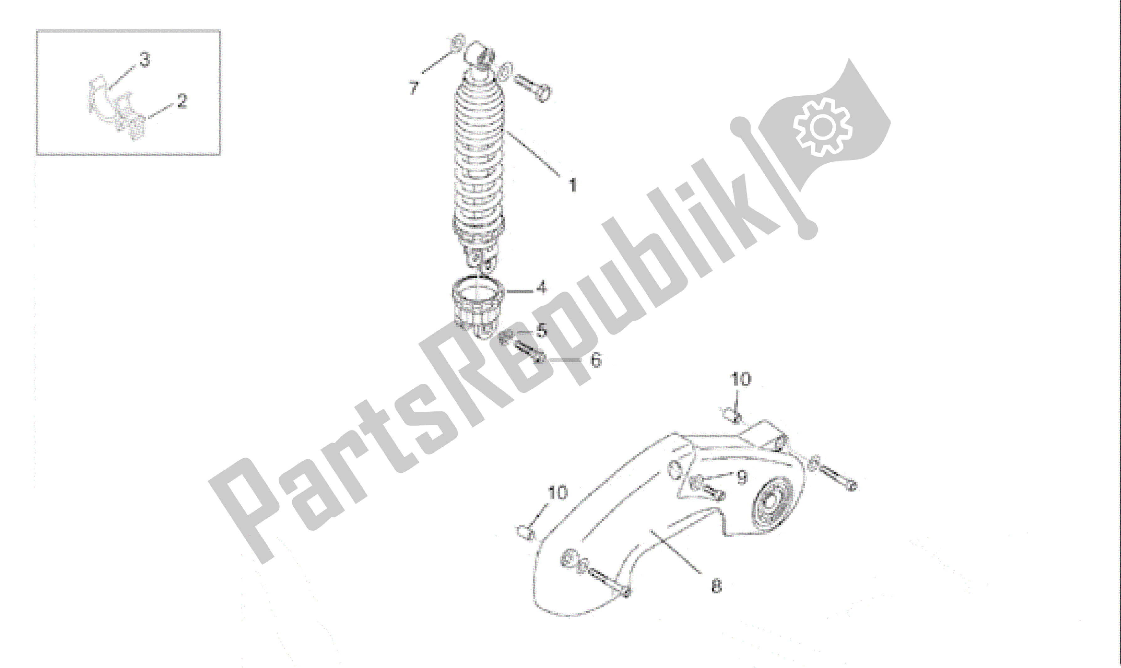 All parts for the Shock Absorber of the Aprilia Rally 50 1996 - 1999