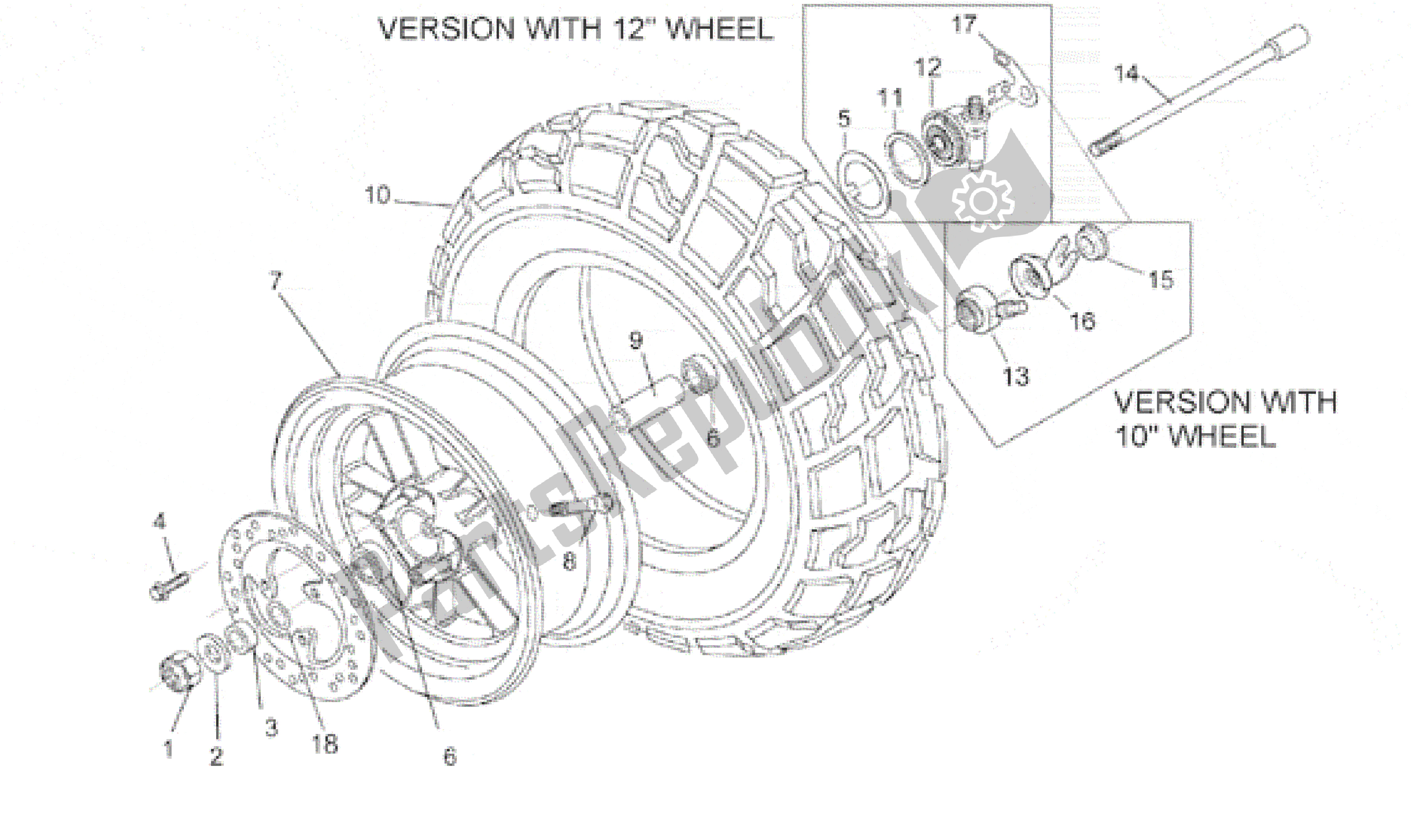 All parts for the Front Wheel of the Aprilia Rally 50 1996 - 1999