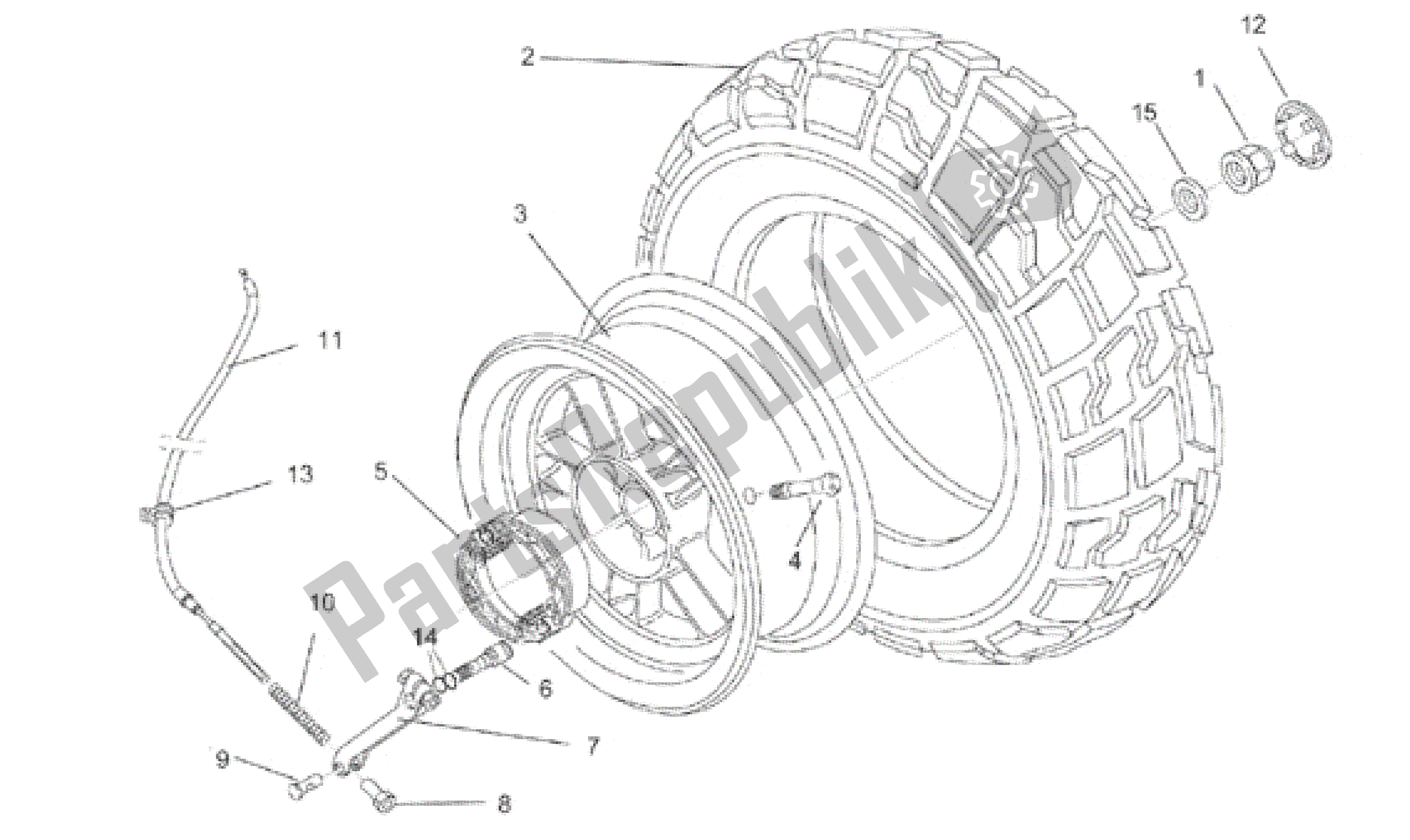 All parts for the Rear Wheel - Drum Brake of the Aprilia Rally 50 1996 - 1999