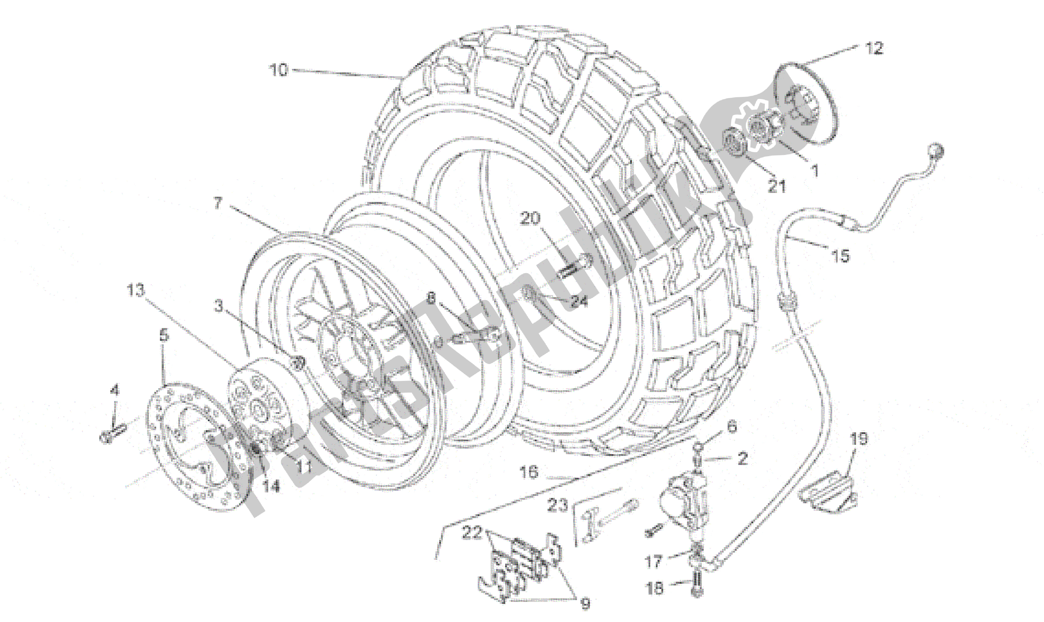 All parts for the Rear Wheel - Disc Brake of the Aprilia Rally 50 1996 - 1999