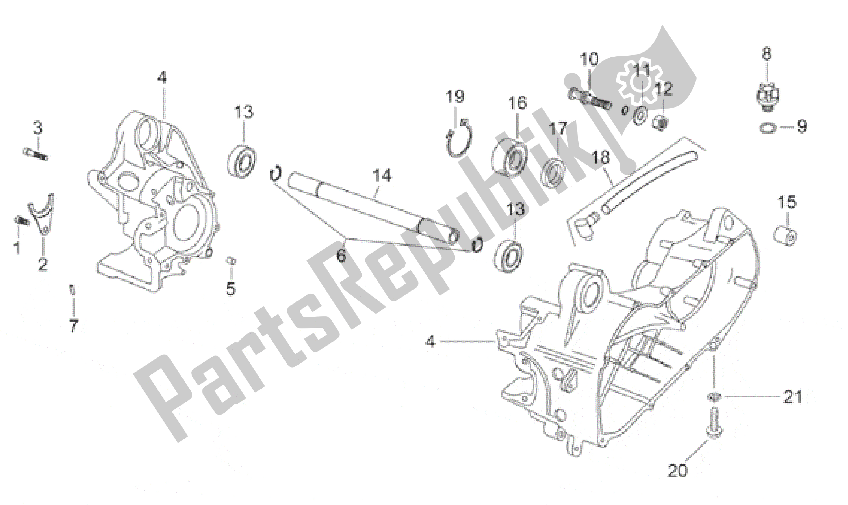 Tutte le parti per il Carter Centrale del Aprilia Rally 50 1996 - 1999