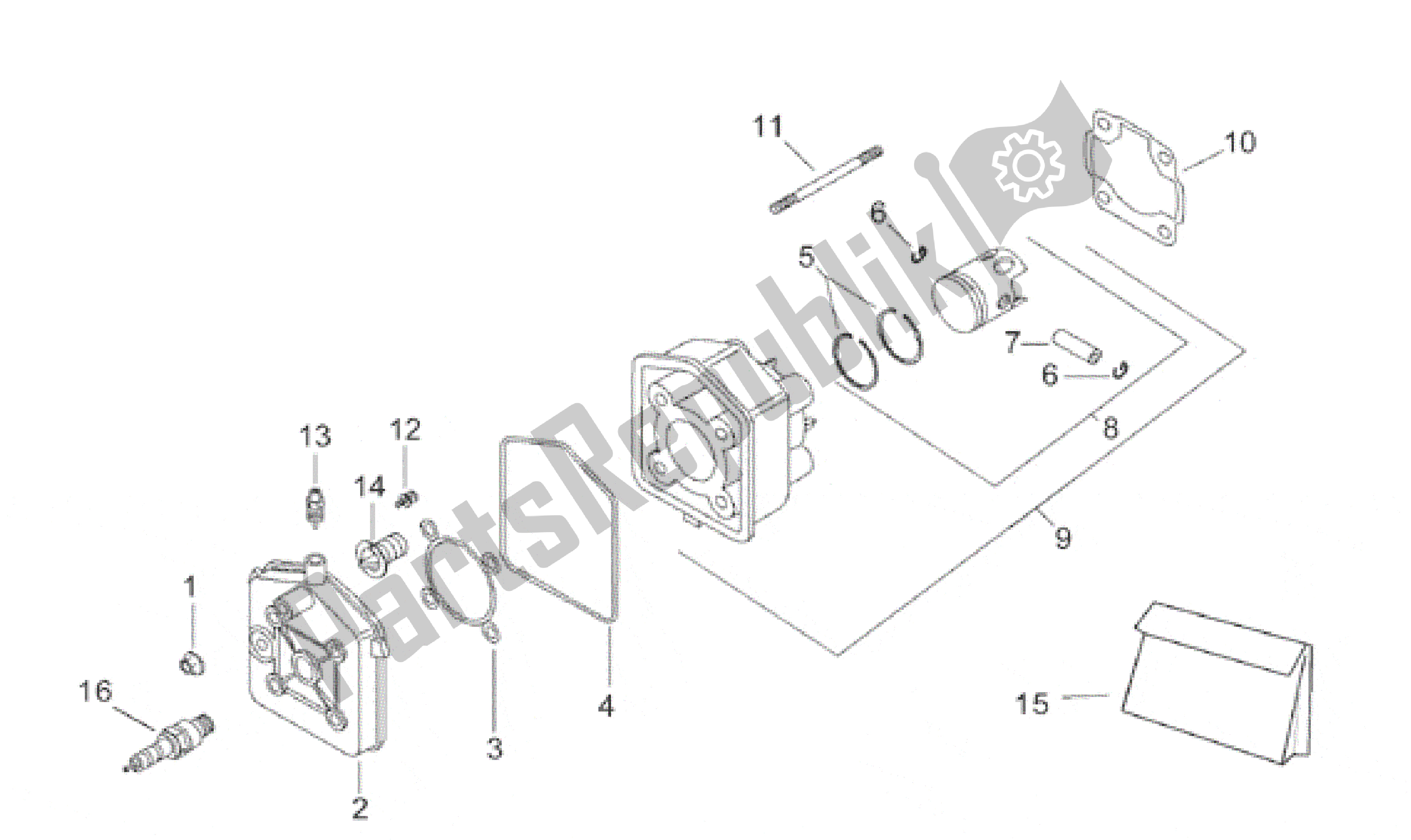 All parts for the Cylinder Head I of the Aprilia Rally 50 1996 - 1999