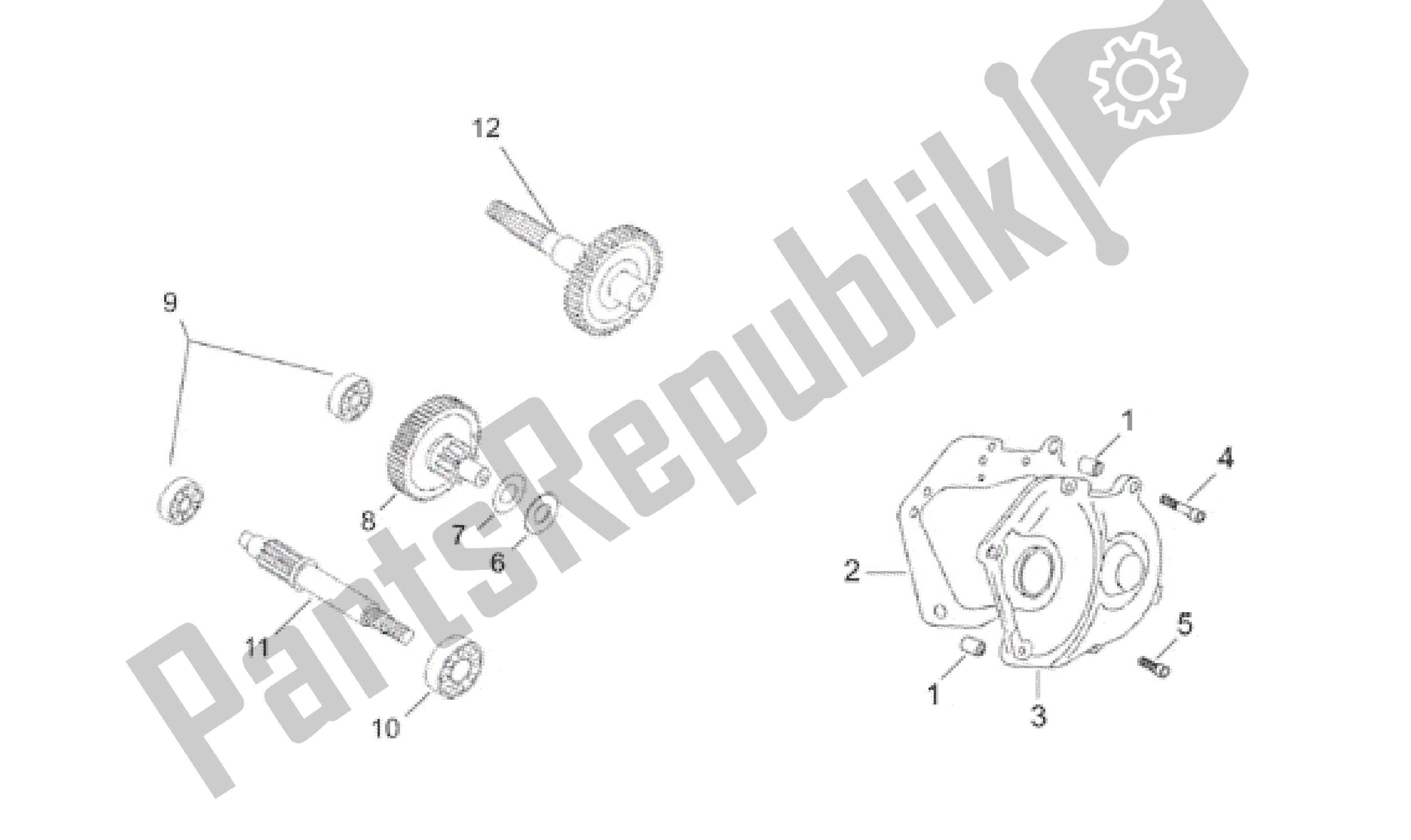 All parts for the Transmission Final Drive of the Aprilia Rally 50 1996 - 1999