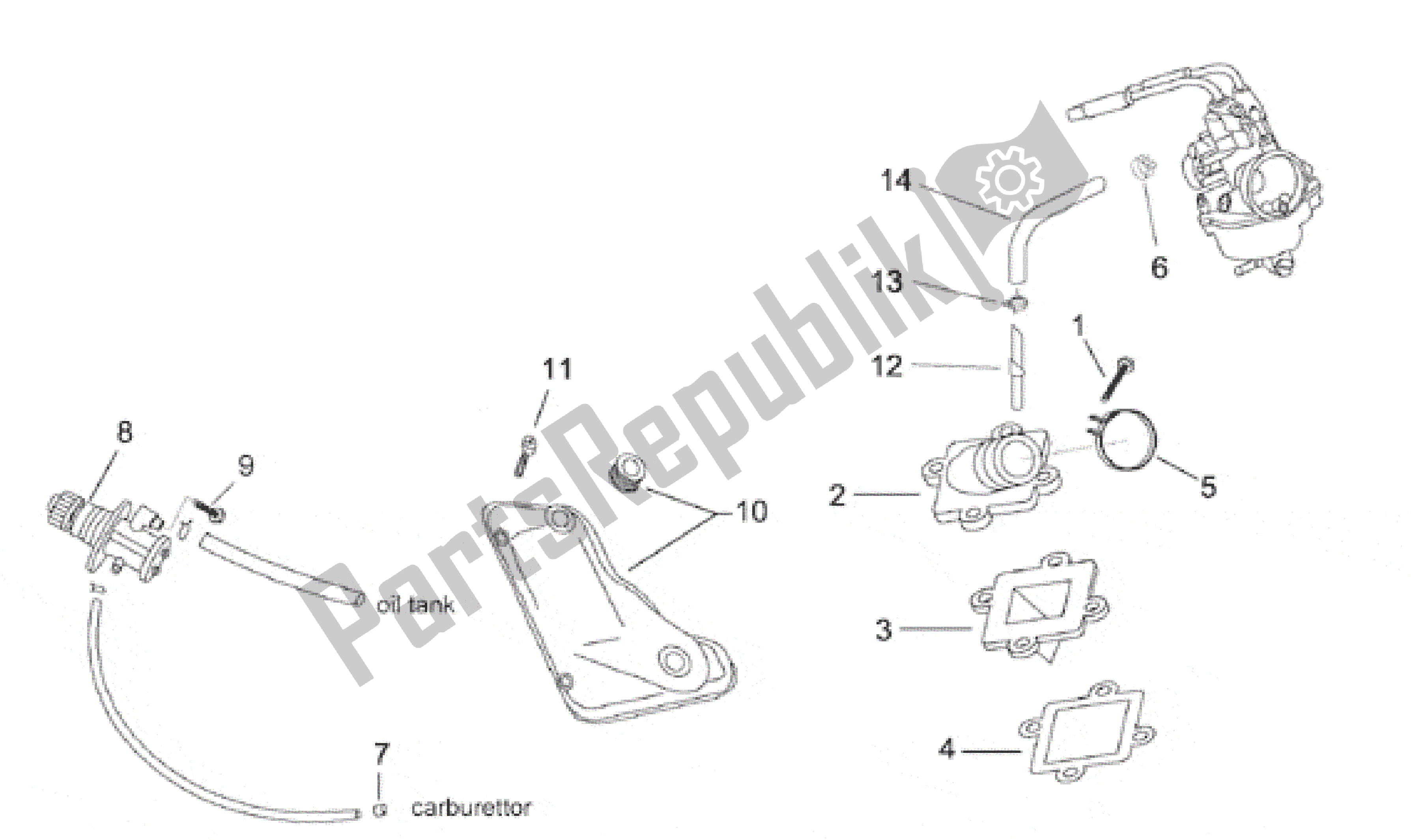 All parts for the Supply - Oil Pump of the Aprilia Rally 50 1996 - 1999
