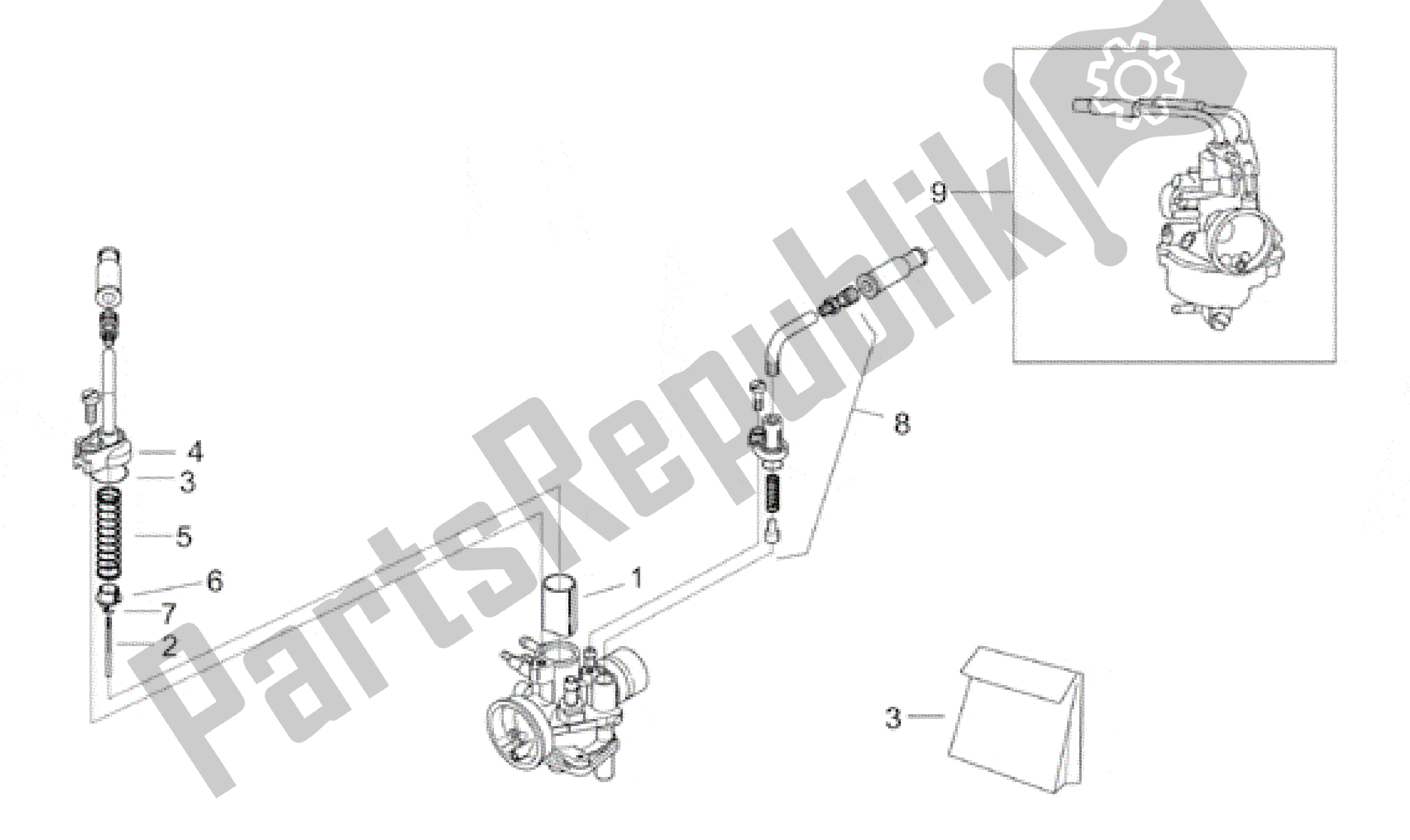 All parts for the Carburettor I of the Aprilia Rally 50 1996 - 1999