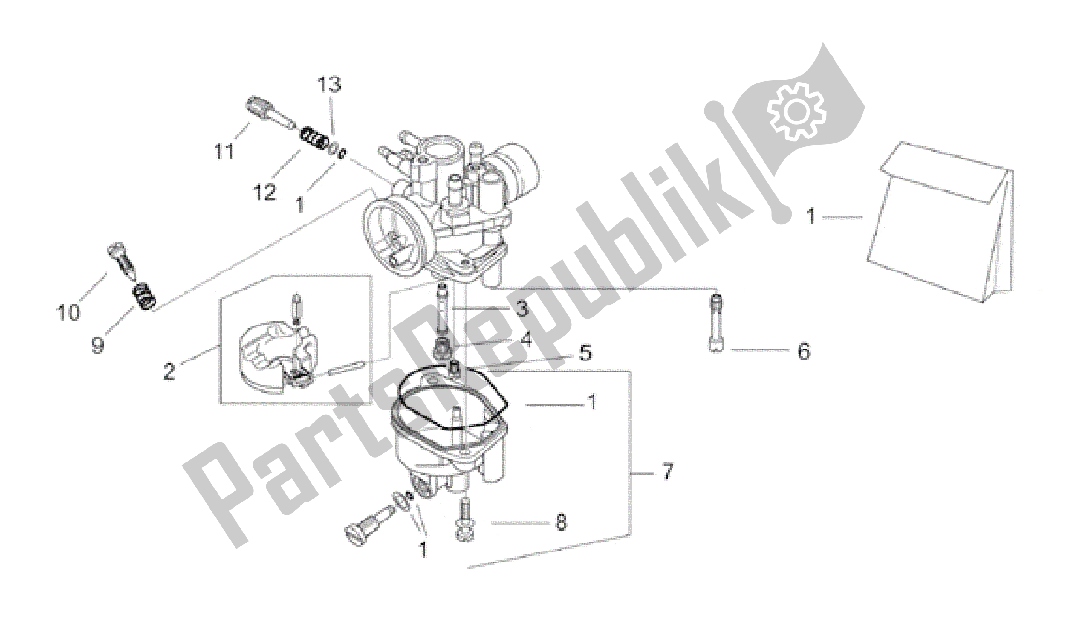 All parts for the Carburettor Ii of the Aprilia Rally 50 1996 - 1999