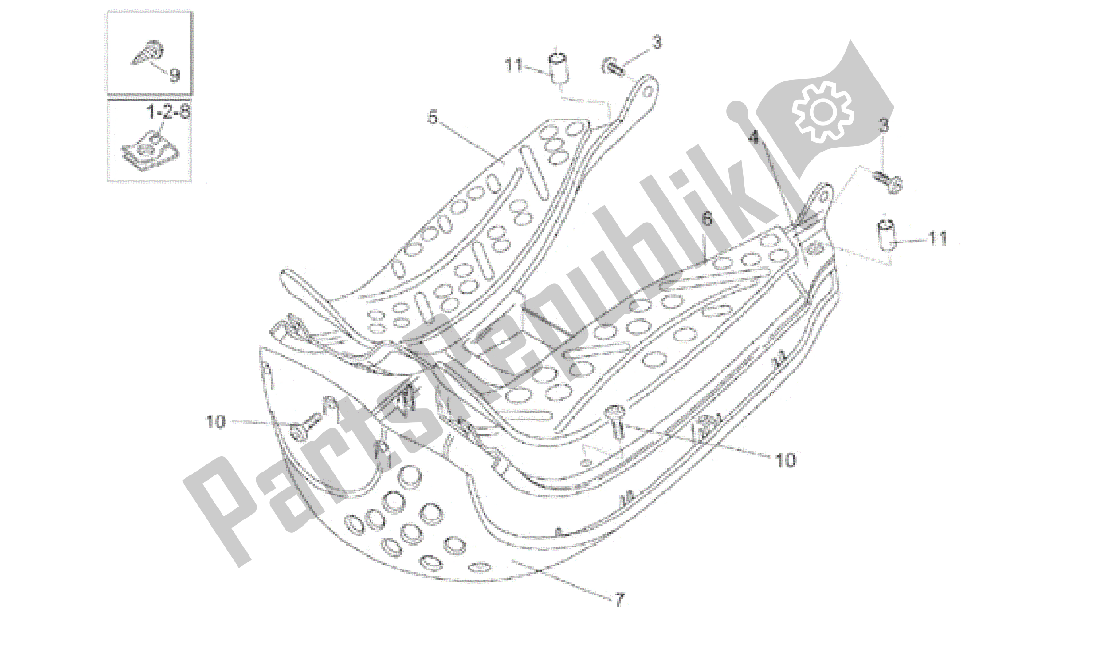 All parts for the Central Body Ii of the Aprilia Rally 50 1996 - 1999