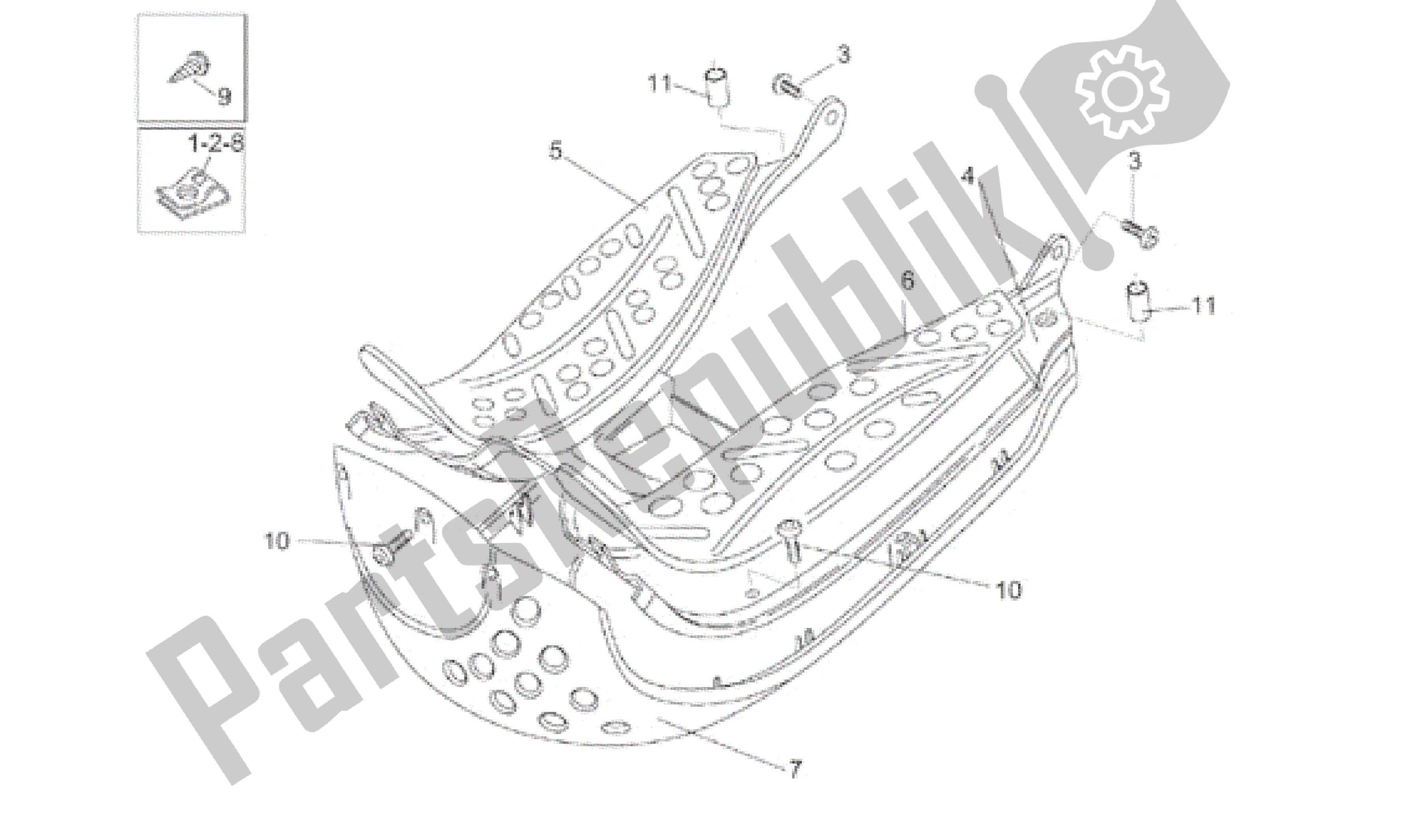 All parts for the Central Body Ii of the Aprilia Rally 50 1996 - 1999