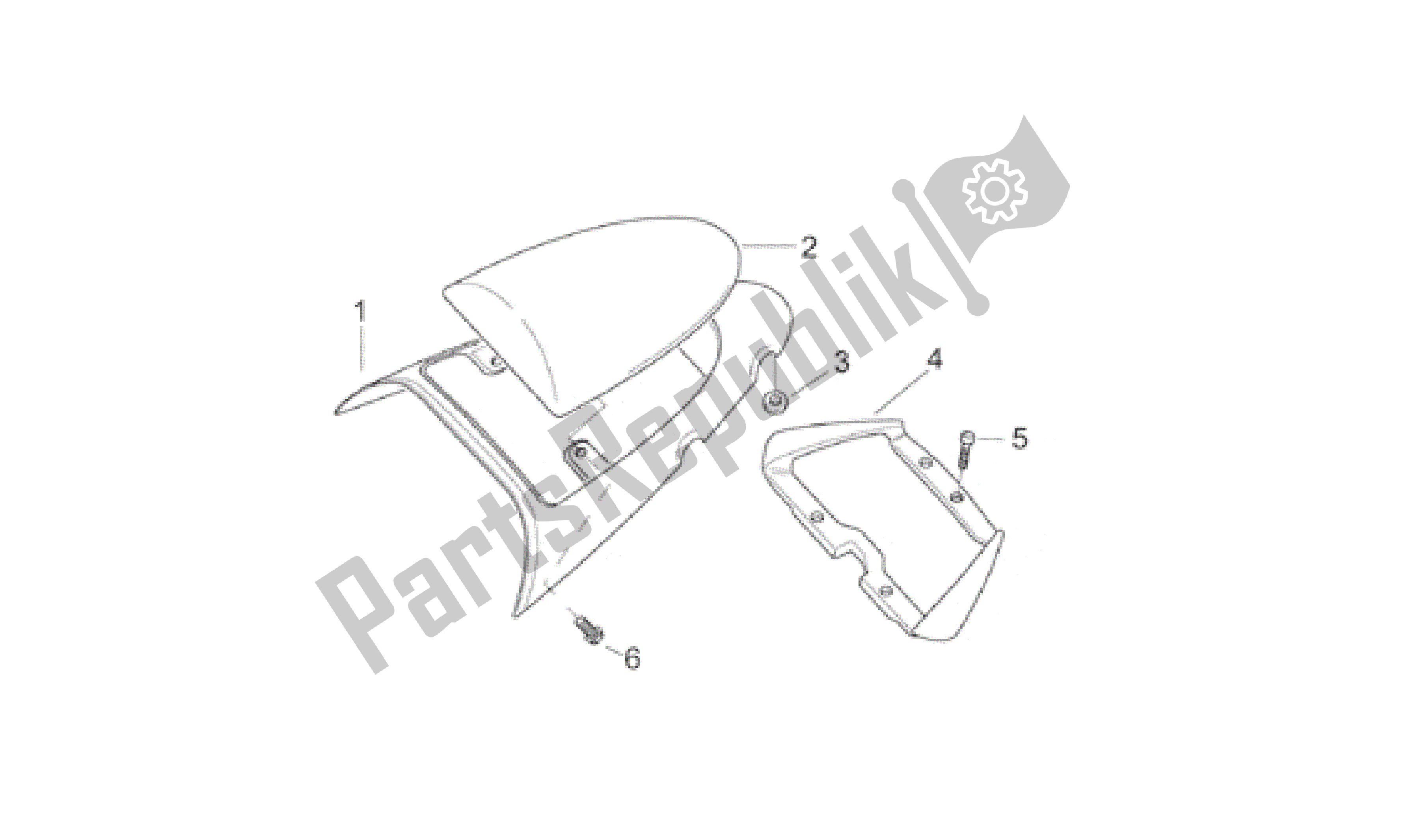 Todas as partes de Sela Traseira do Aprilia SR WWW 50 1997 - 2001