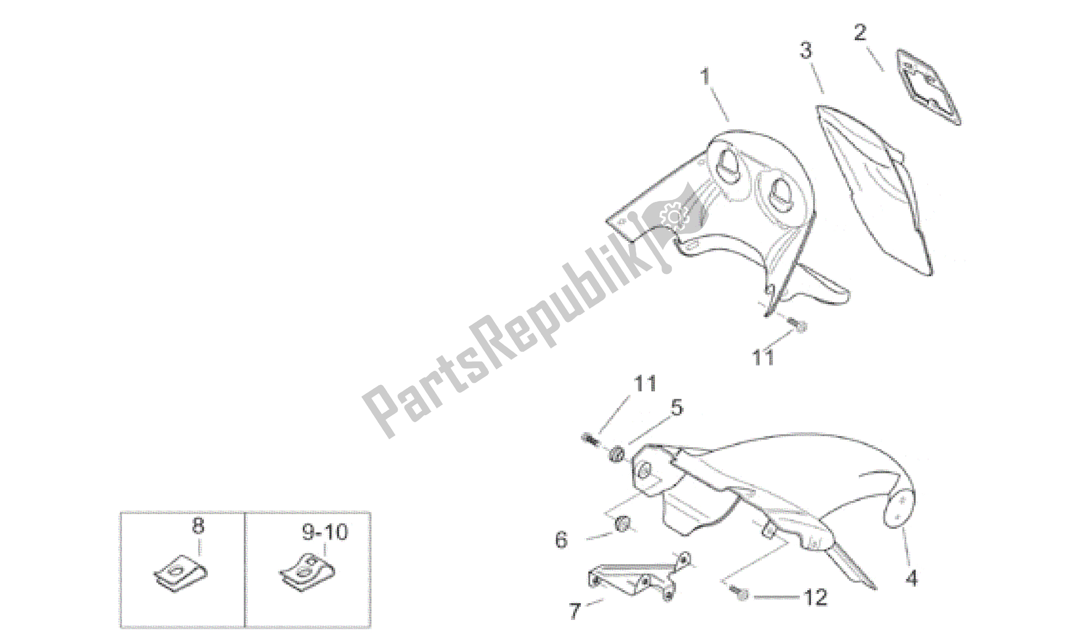 All parts for the Rear Body Iii of the Aprilia SR WWW 50 1997 - 2001