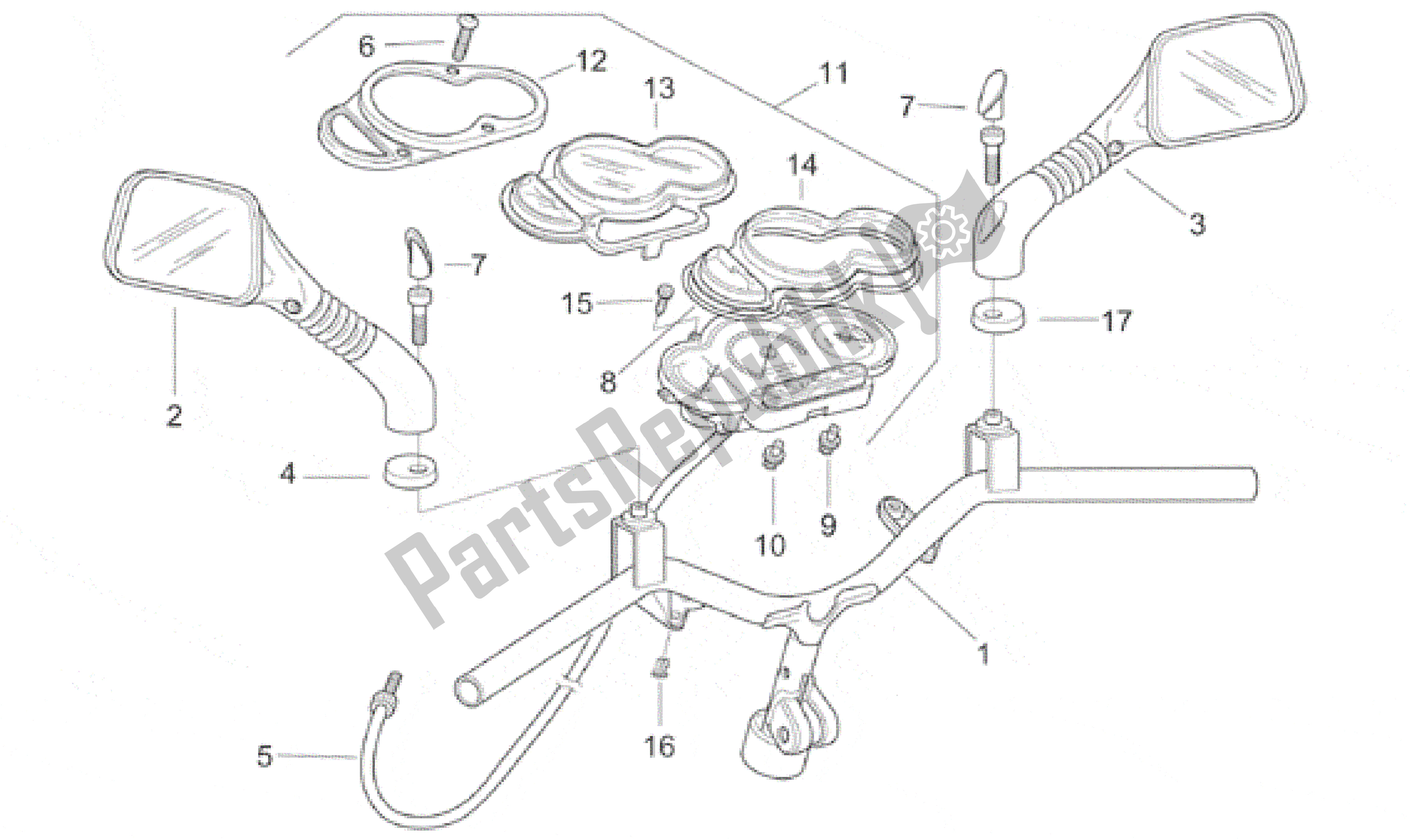 All parts for the Handlebar - Dashboard of the Aprilia SR WWW 50 1997 - 2001