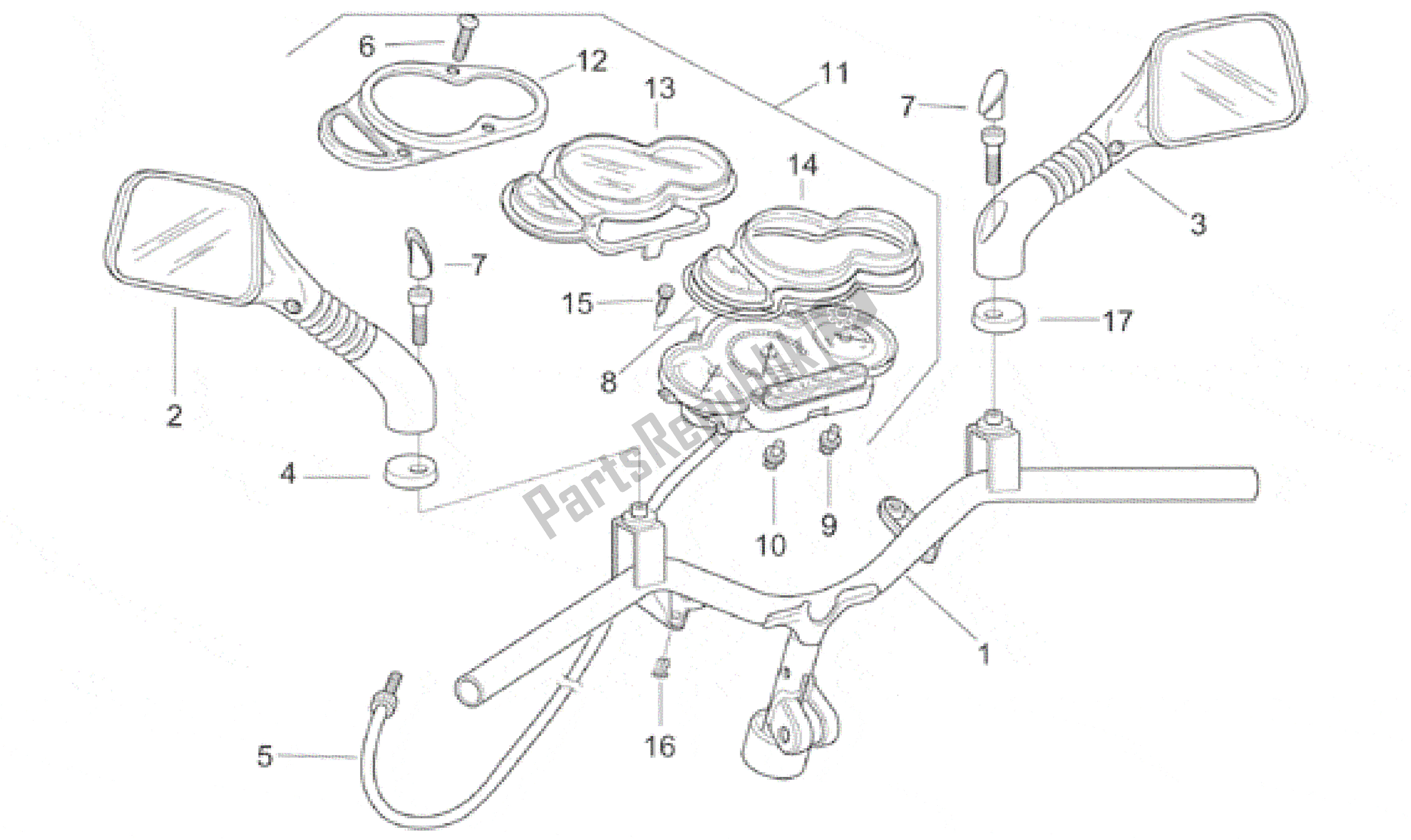 Todas as partes de Guiador - Painel do Aprilia SR WWW 50 1997 - 2001