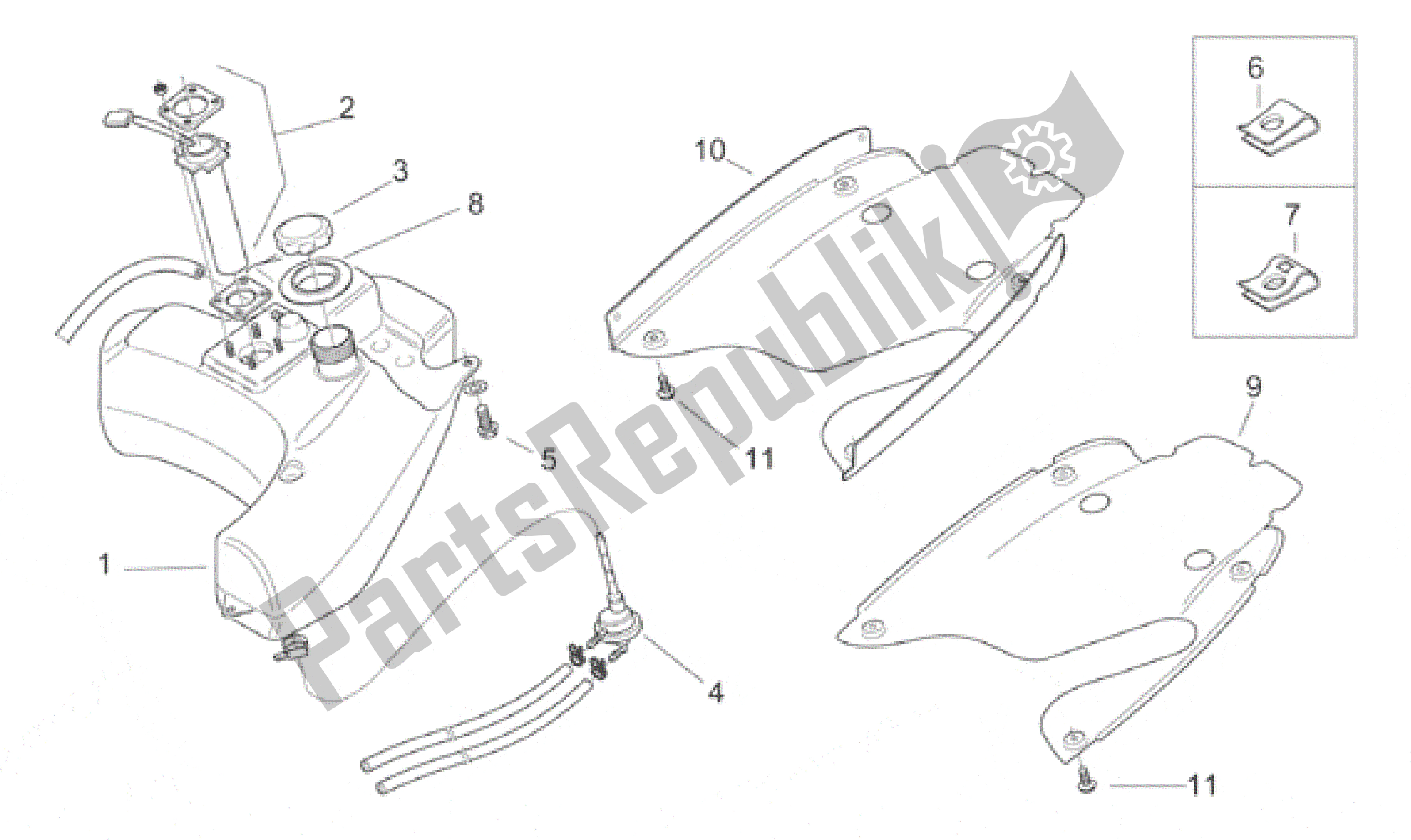 Tutte le parti per il Serbatoio Di Carburante del Aprilia SR WWW 50 1997 - 2001