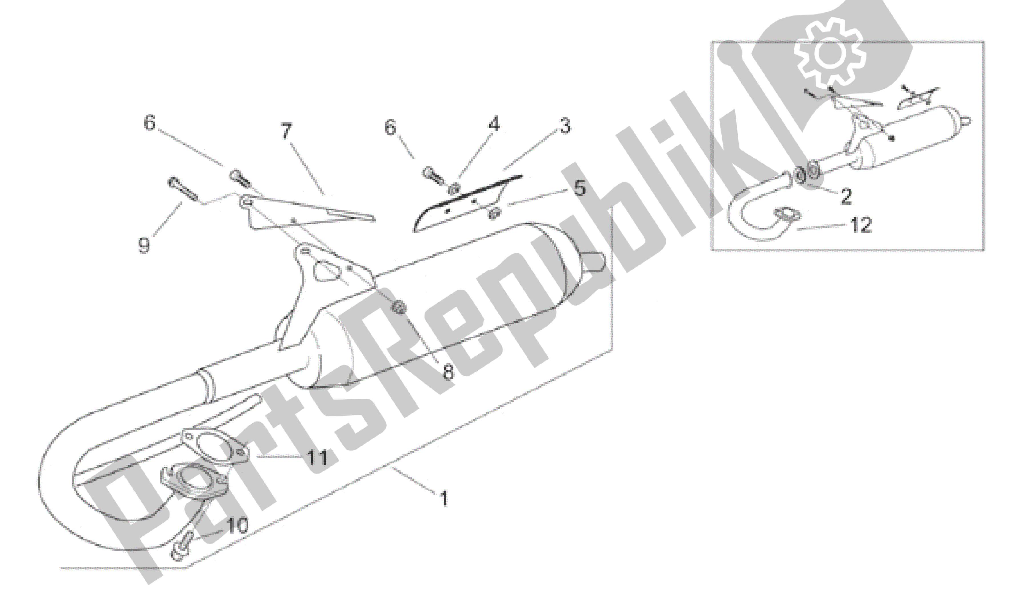 All parts for the Barilotto Exhaust Pipe of the Aprilia SR WWW 50 1997 - 2001