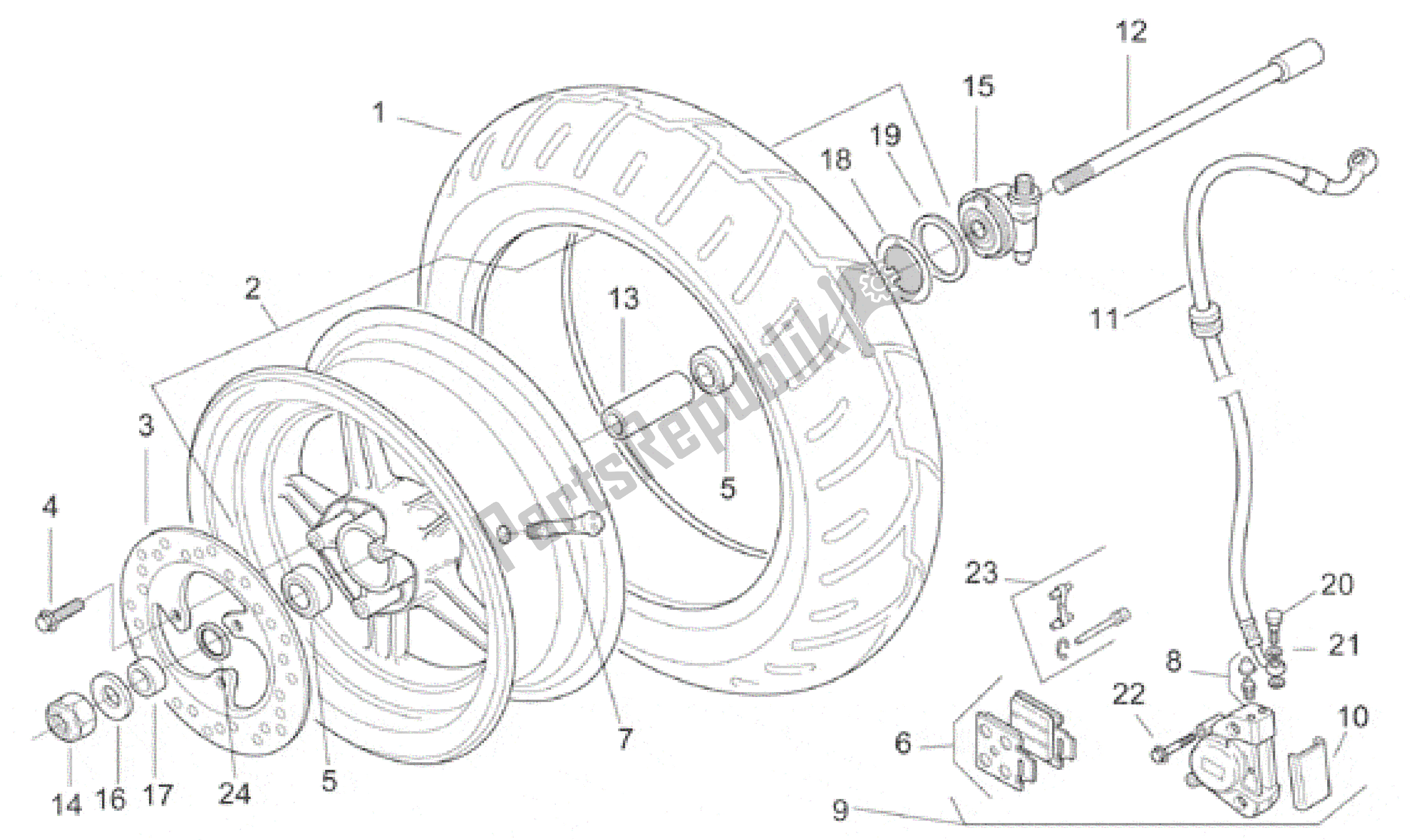 Tutte le parti per il Ruota Anteriore del Aprilia SR WWW 50 1997 - 2001