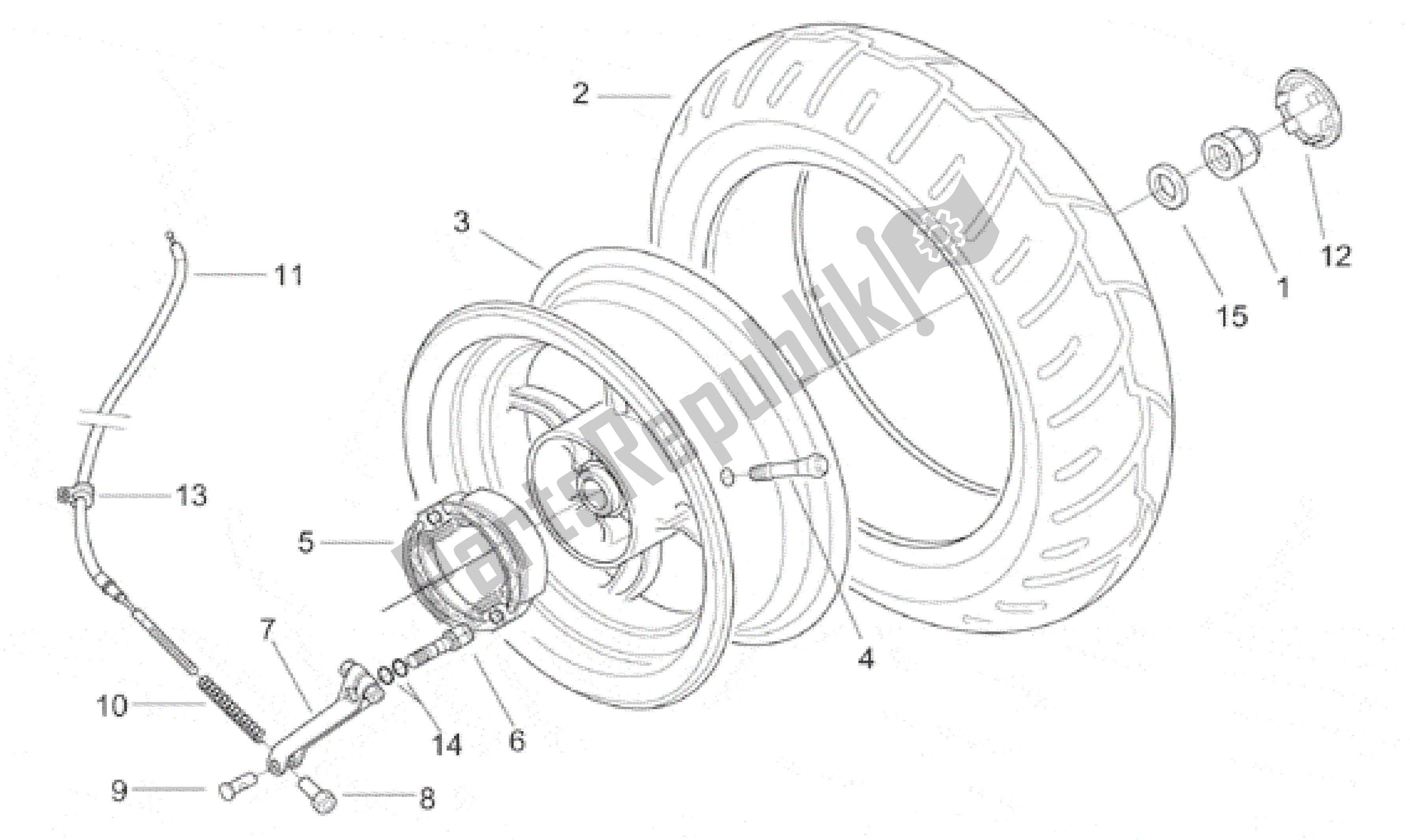 All parts for the Rear Wheel - Drum Brake of the Aprilia SR WWW 50 1997 - 2001