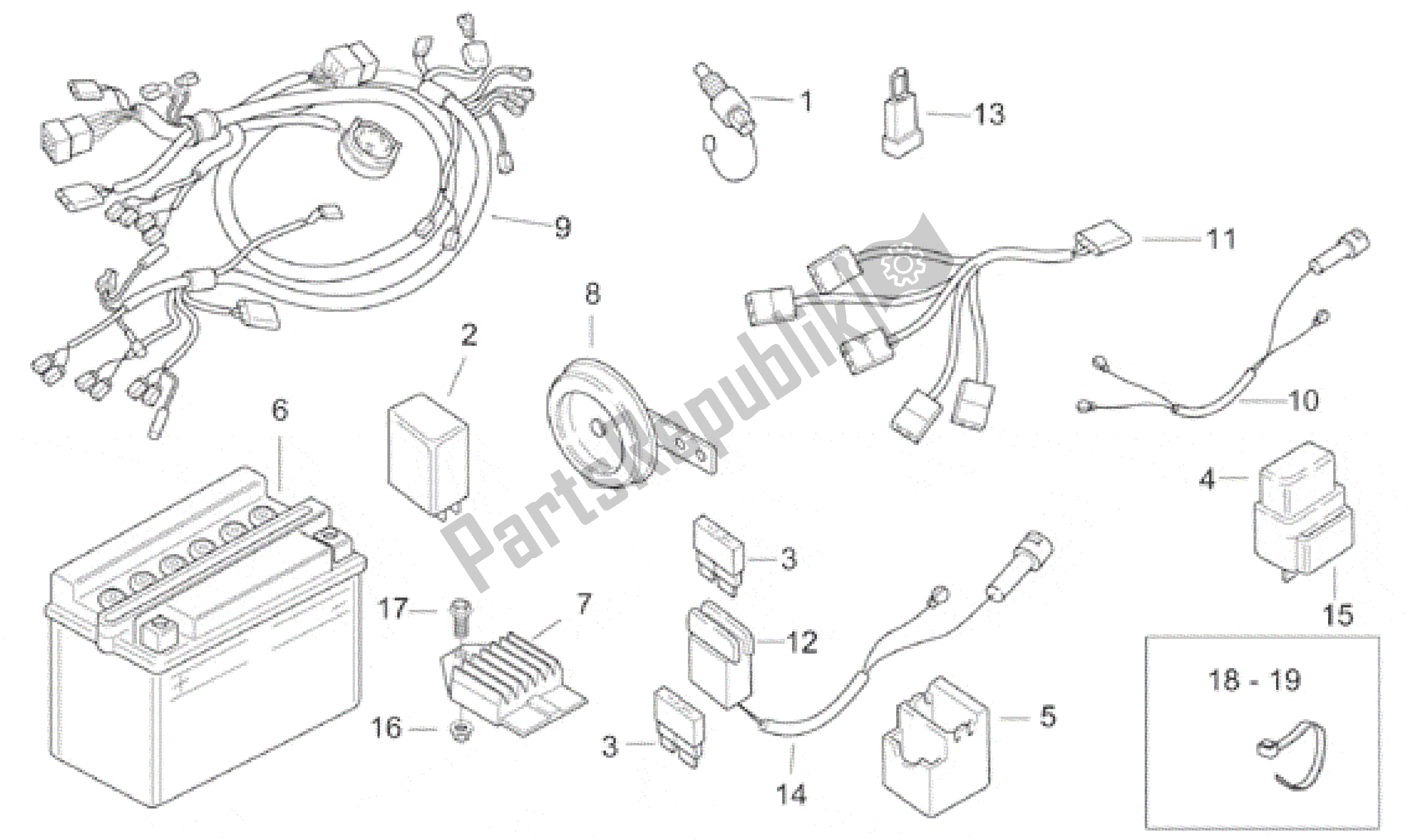 Tutte le parti per il Sistema Elettrico del Aprilia SR WWW 50 1997 - 2001