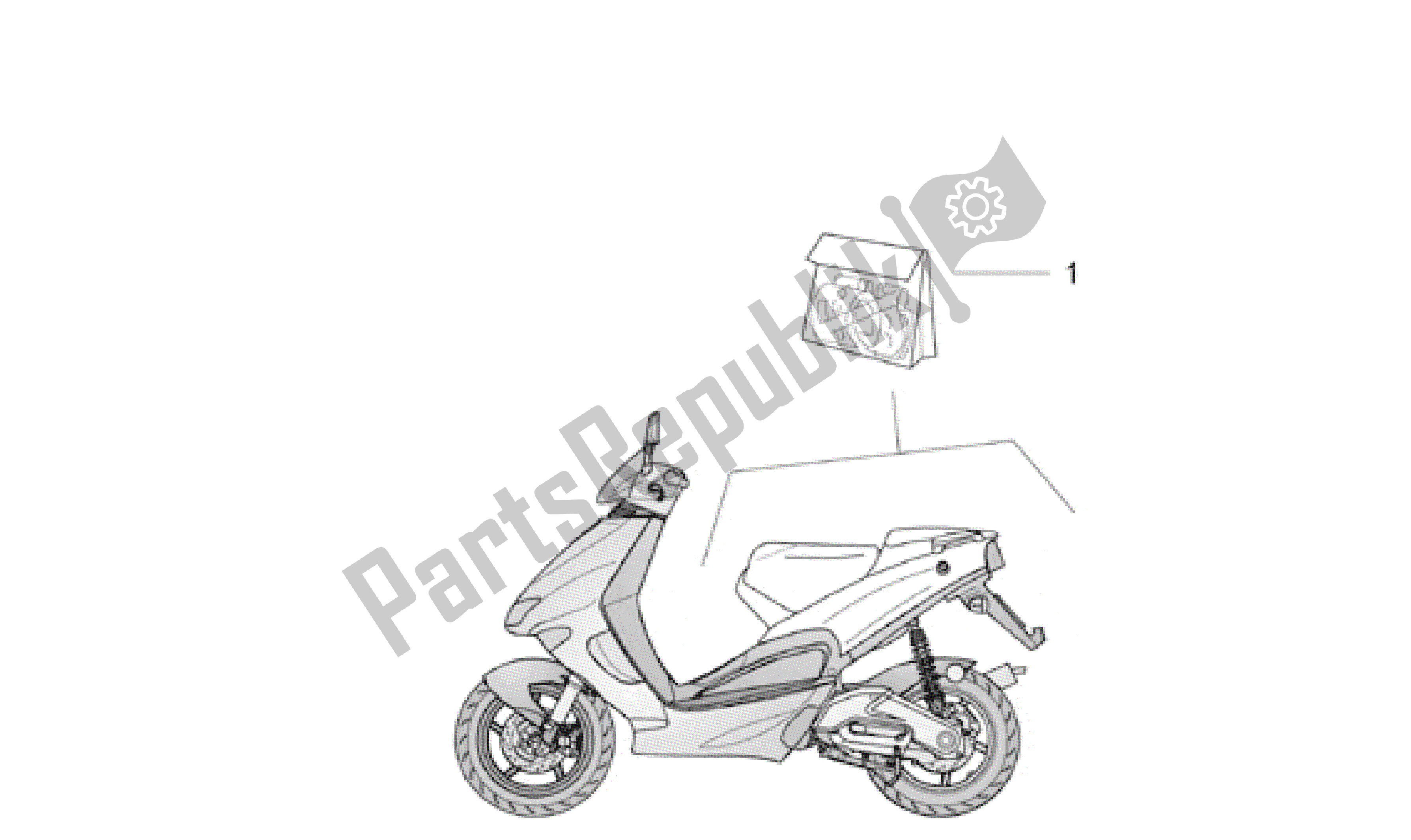 All parts for the Rear Body Decal Set of the Aprilia SR WWW 50 1997 - 2001