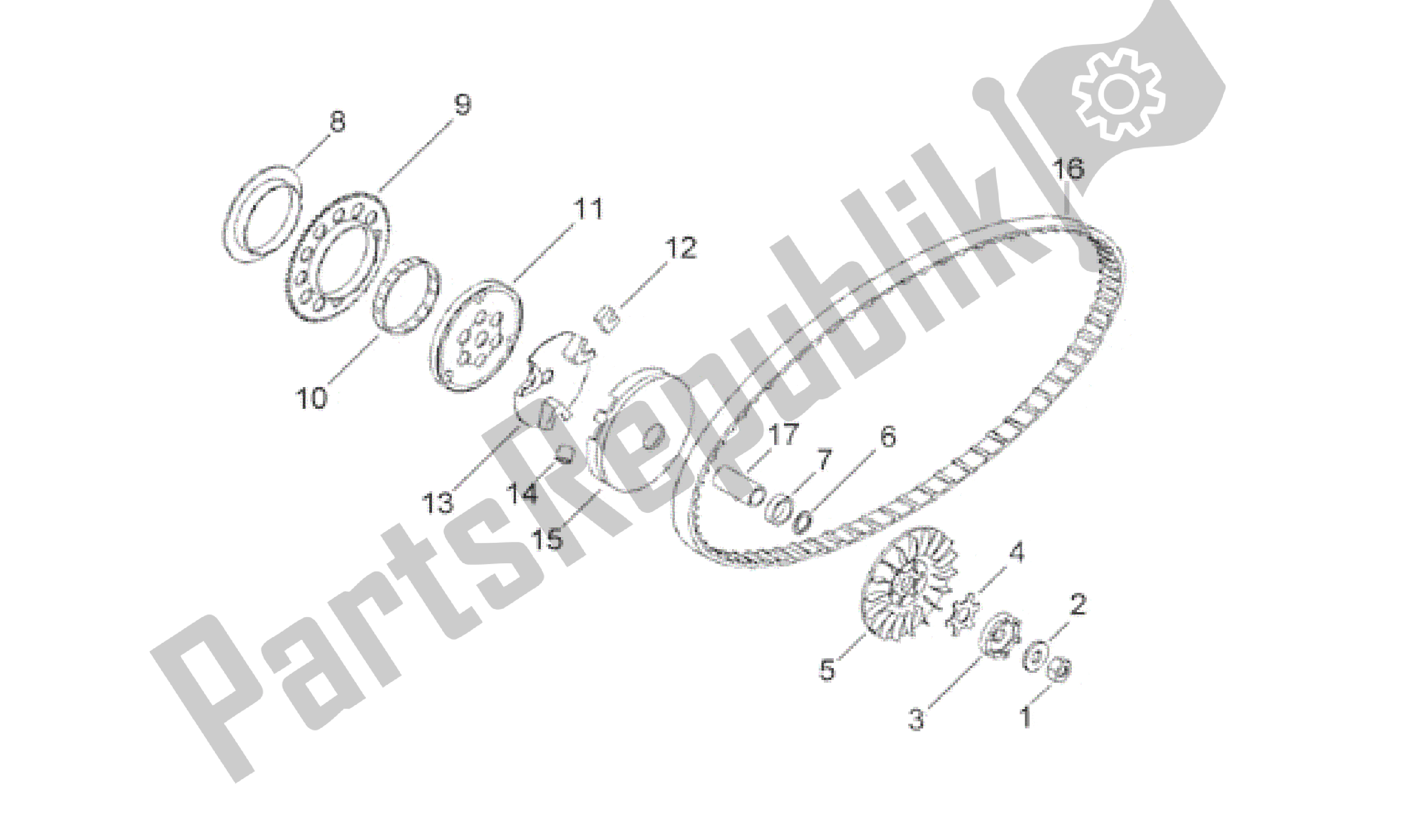 Toutes les pièces pour le Variateur du Aprilia SR WWW 50 1997 - 2001