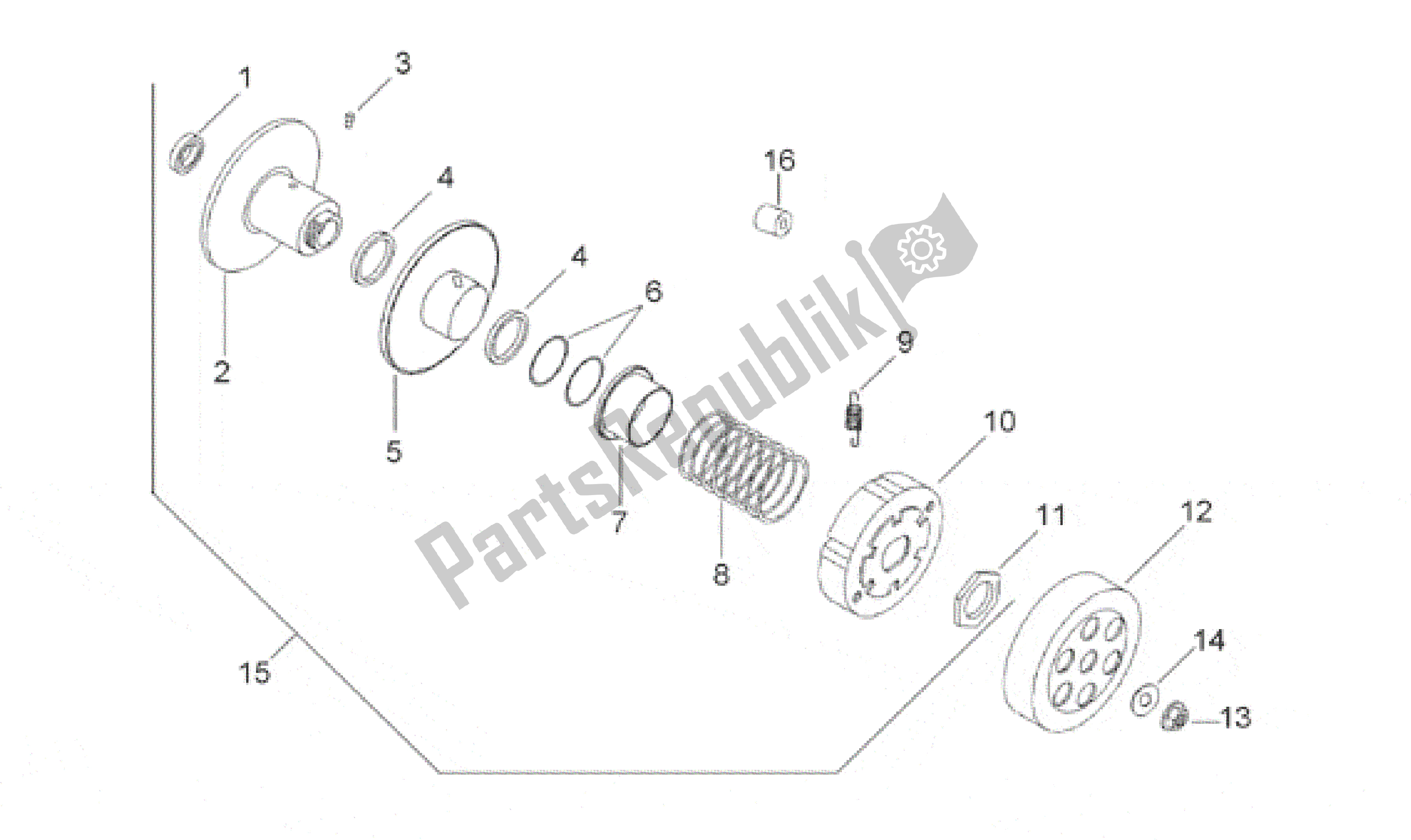 Todas as partes de Embreagem do Aprilia SR WWW 50 1997 - 2001