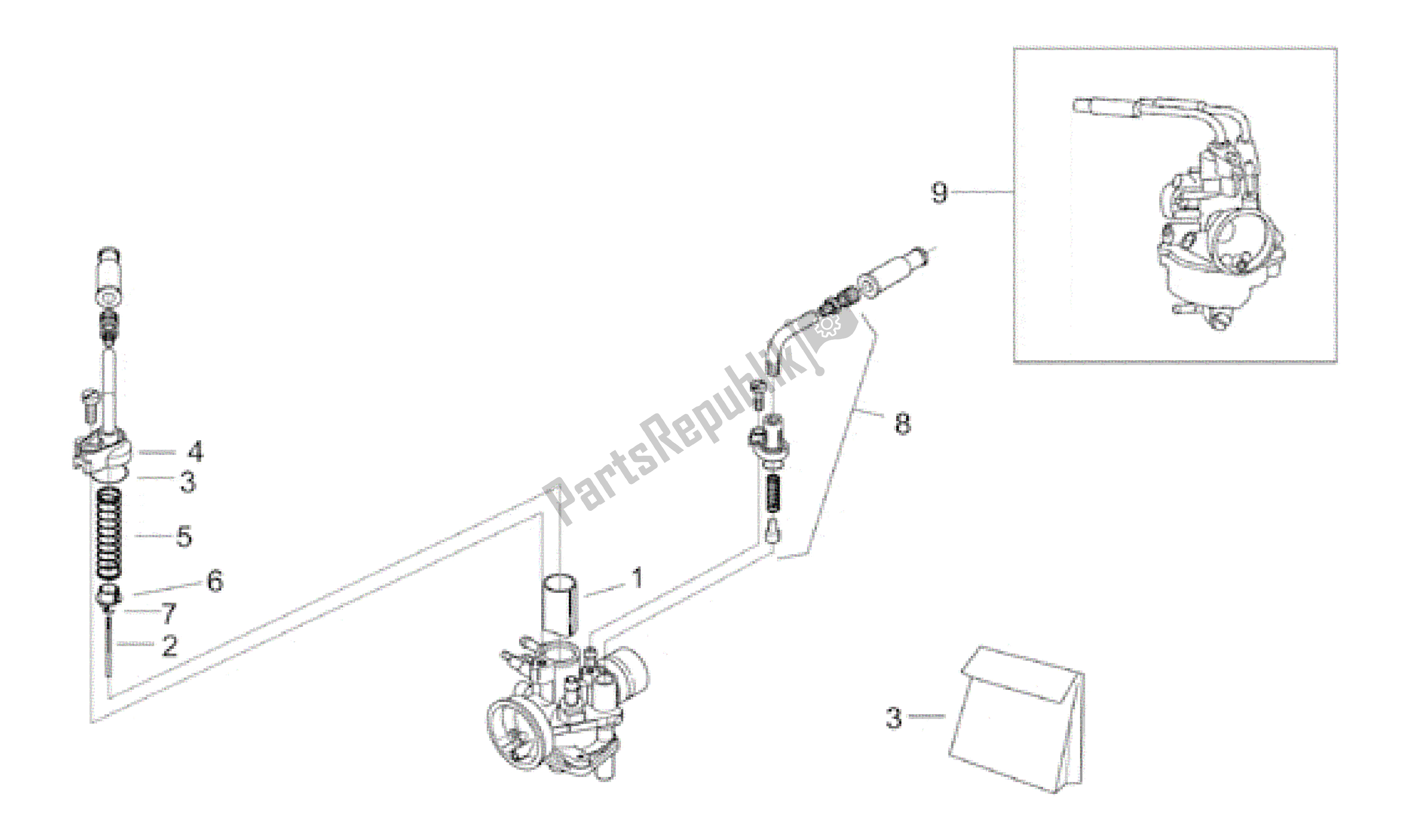 All parts for the Carburettor I of the Aprilia SR WWW 50 1997 - 2001