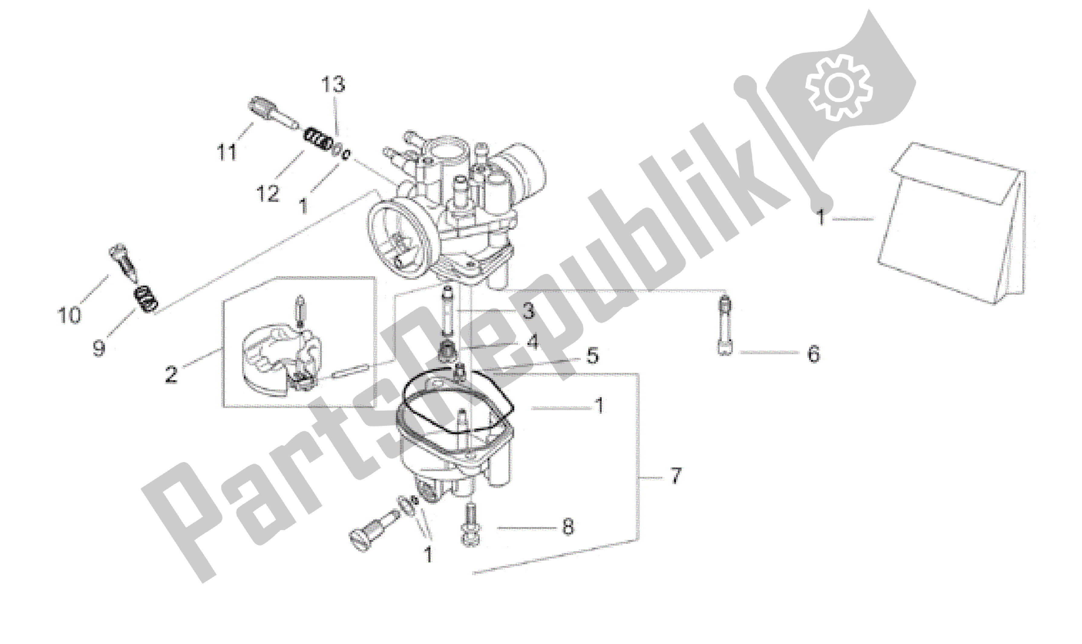 All parts for the Carburettor Ii of the Aprilia SR WWW 50 1997 - 2001