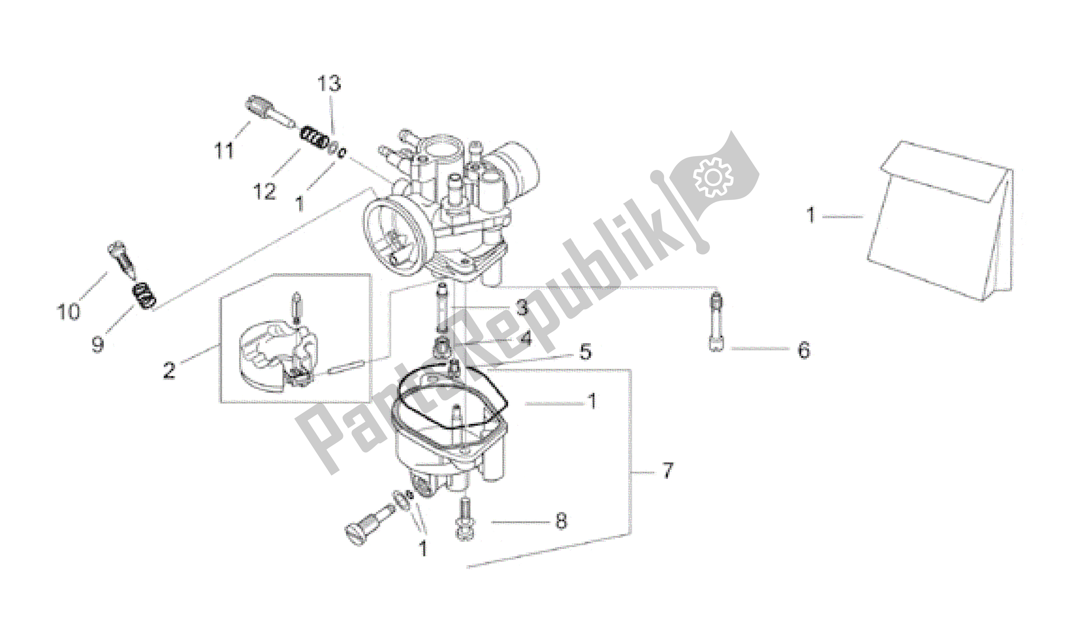 Alle onderdelen voor de Carburateur Ii van de Aprilia SR WWW 50 1997 - 2001