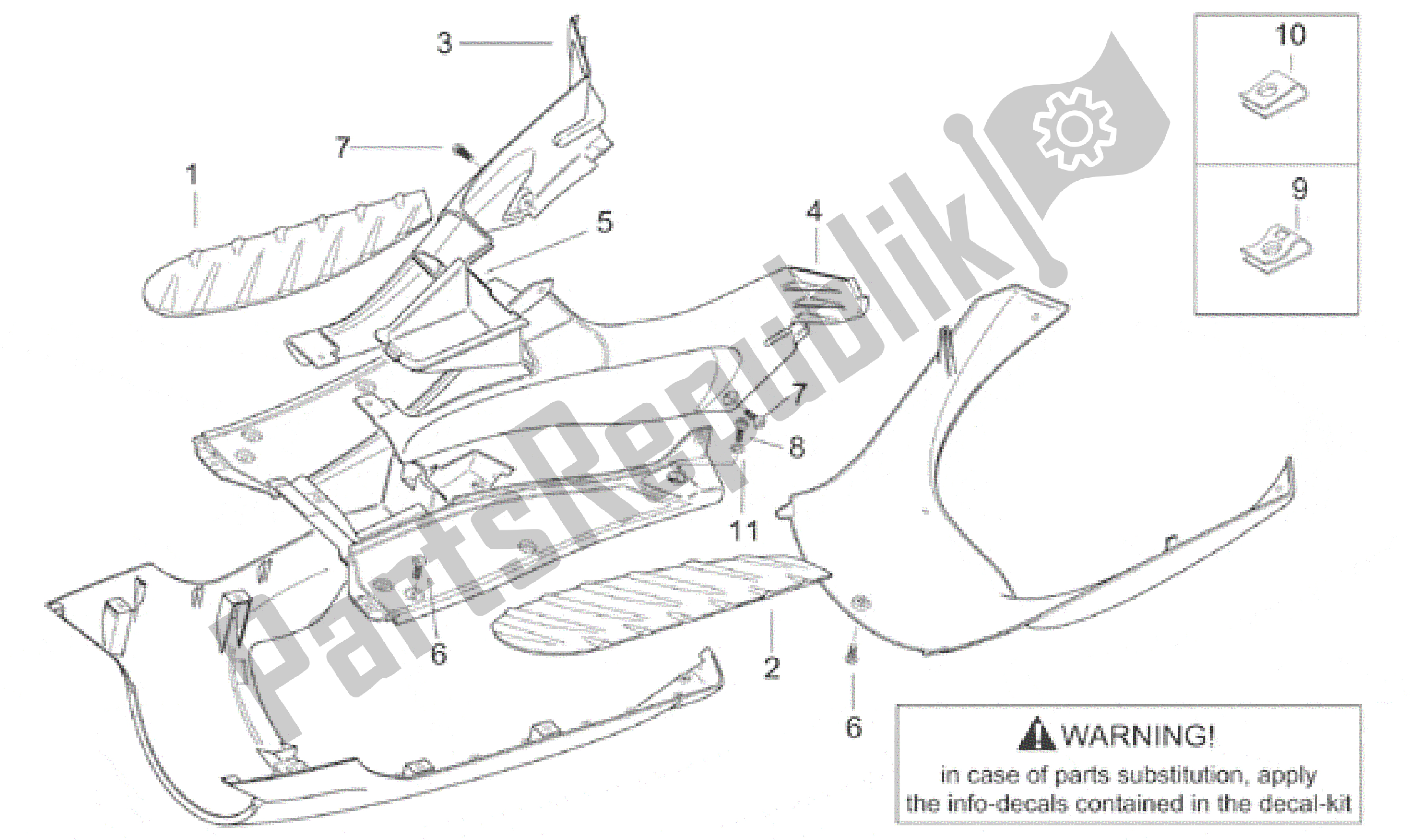 Tutte le parti per il Corpo Centrale I del Aprilia SR WWW 50 1997 - 1999